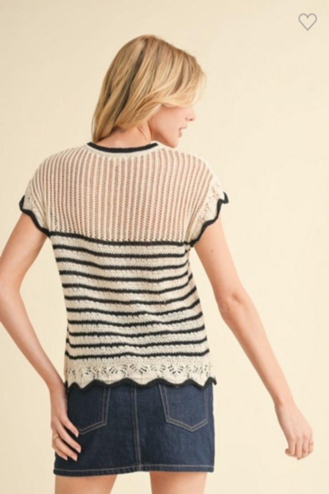 Stripe Crochet Top Product Image