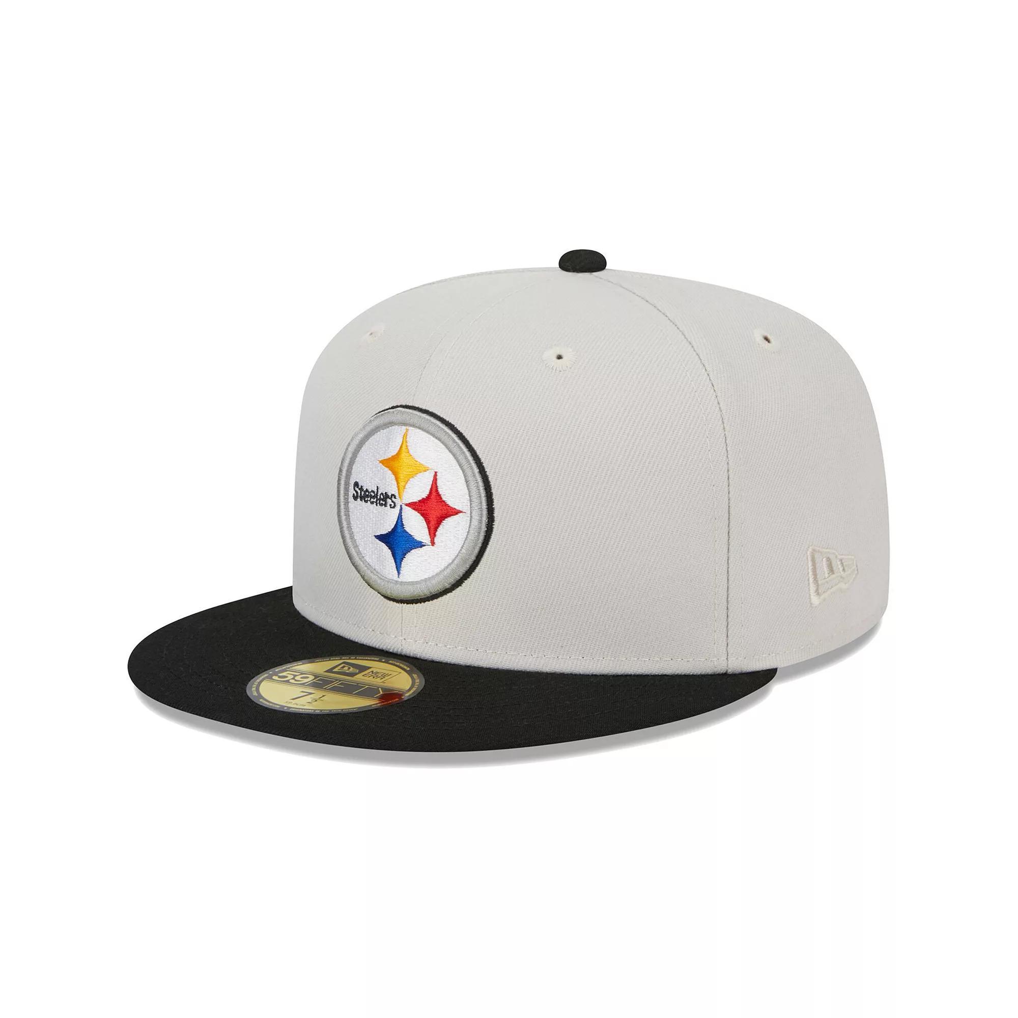 Men's New Era Khaki/Black Pittsburgh Steelers Super Bowl Champions Patch 59FIFTY Fitted Hat, Size: 7 3/4, Beig K Product Image