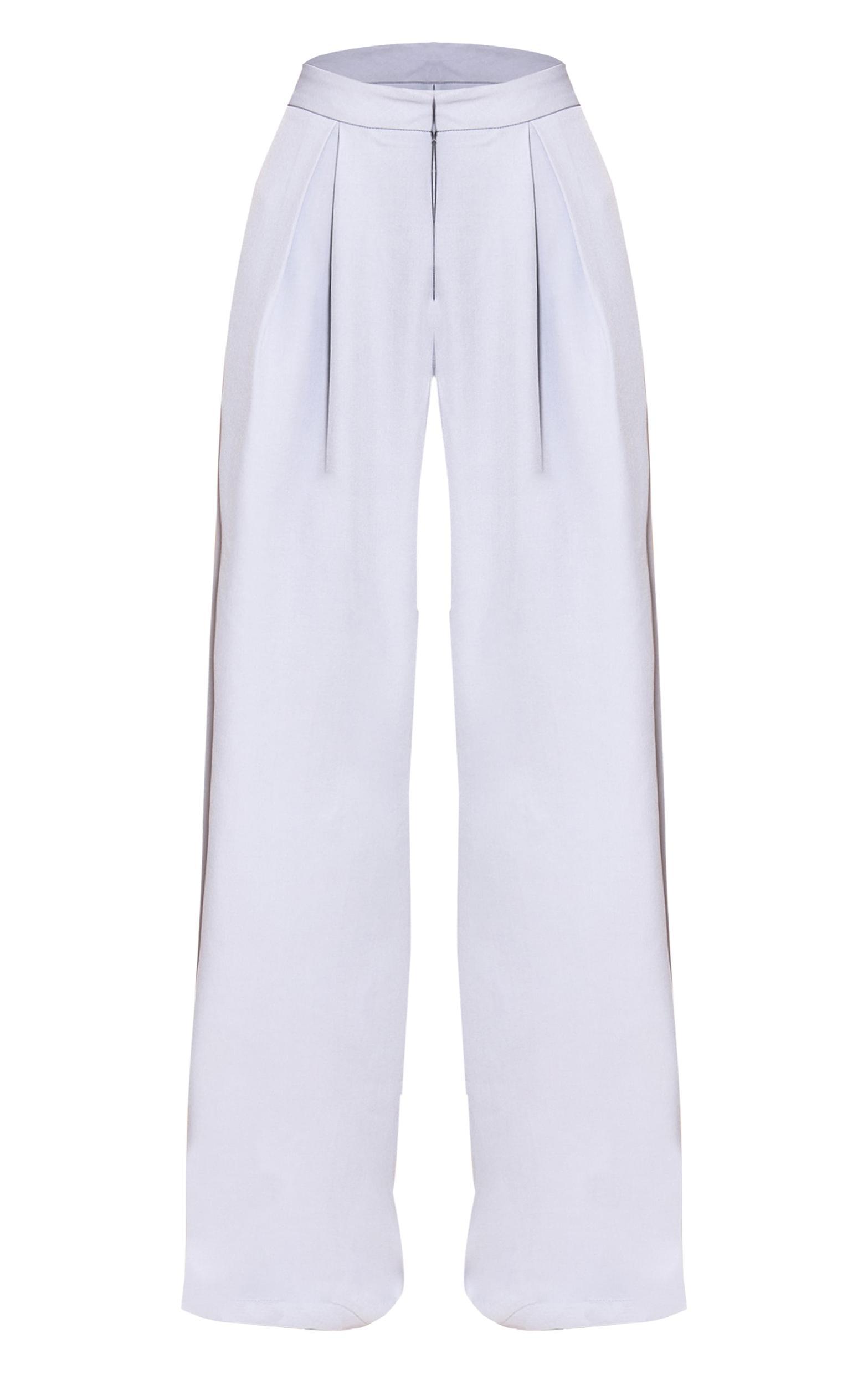 Pale Blue Woven Tailored Wide Leg Pants Product Image