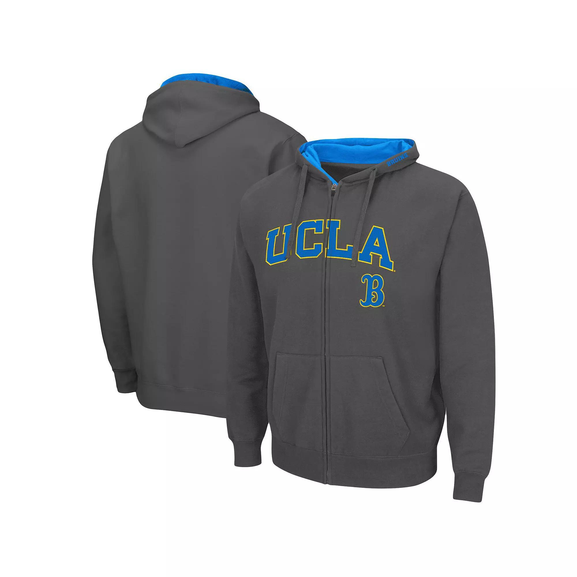 Men's Colosseum Charcoal UCLA Bruins Arch & Logo 3.0 Full-Zip Hoodie, Size: 3XL Product Image