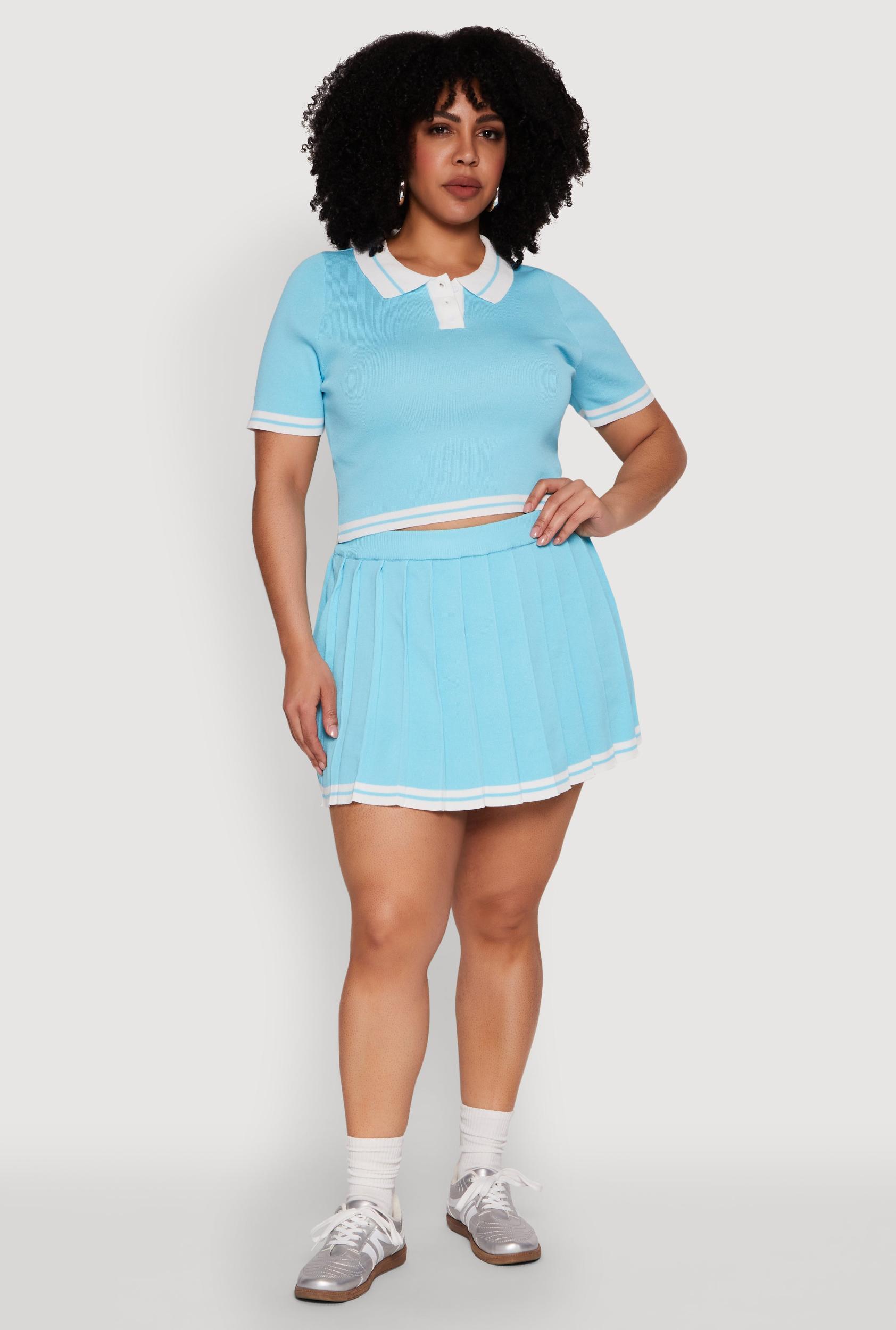 Womens Plus Size Daisy Varsity Stripe Pleated Skort Product Image
