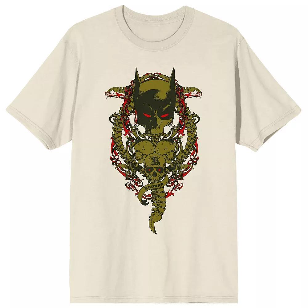 Men's Batman Bat Mask With Skull Tee, Size: XL, Off White Product Image