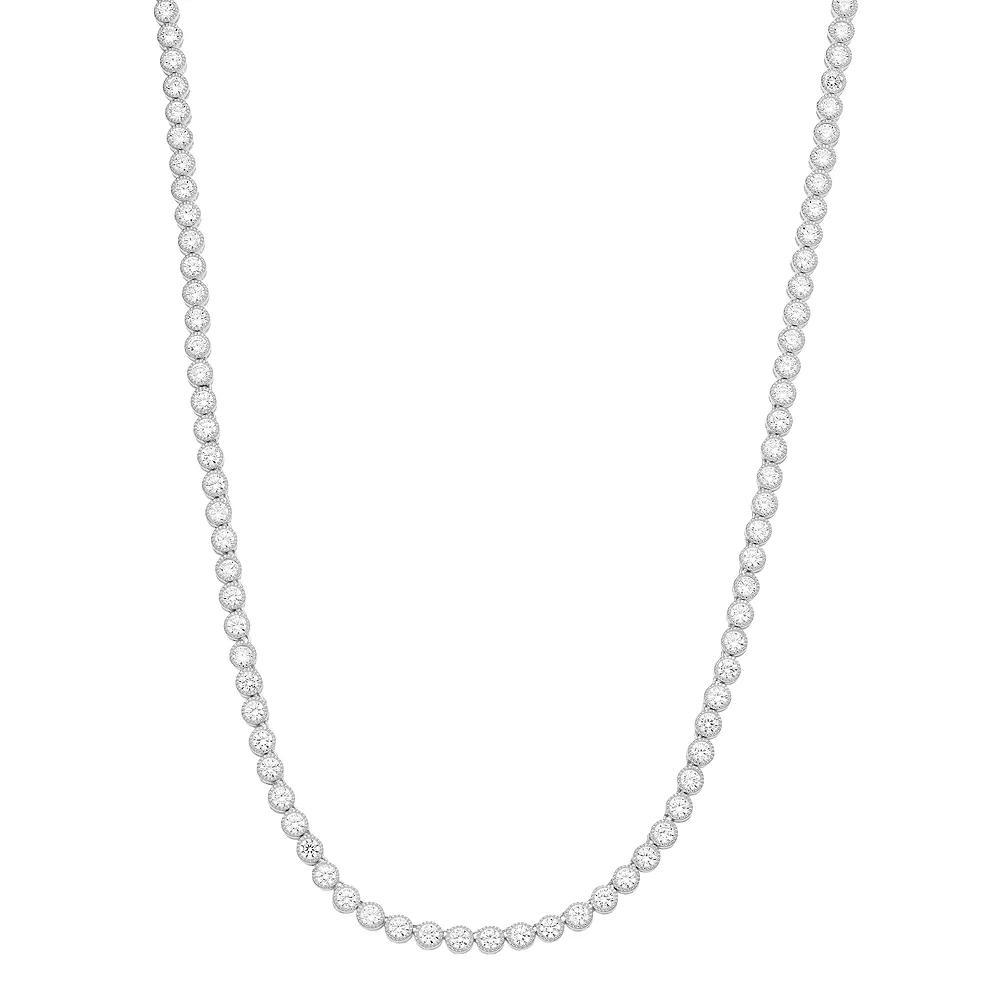 Sterling Silver Cubic Zirconia Round Cut Tennis Necklace, Womens Product Image