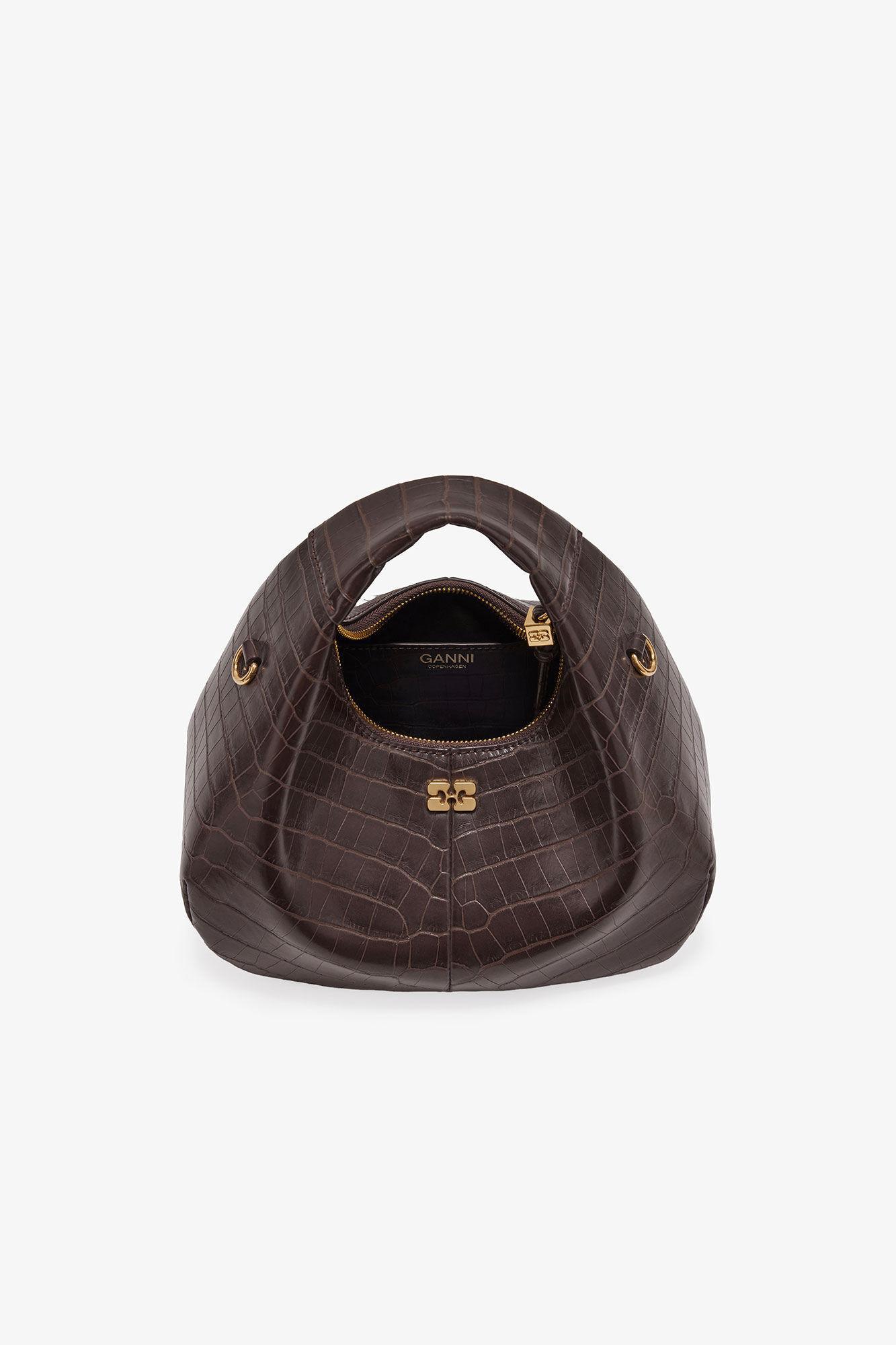 Brown Croco Mini Hobo Bag Product Image