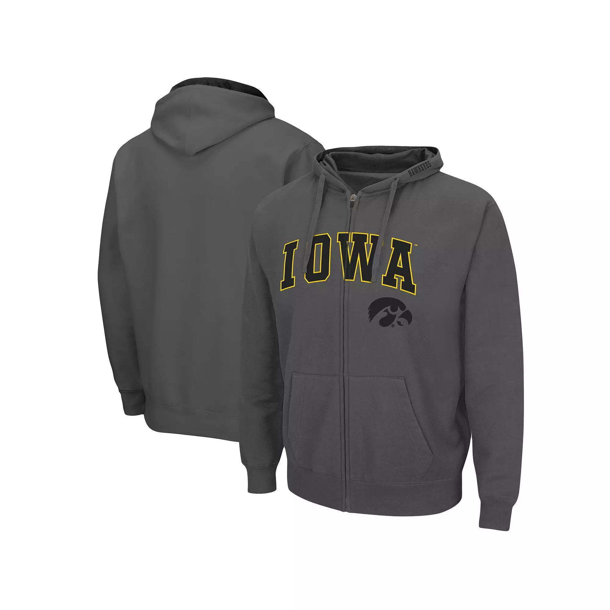 Men's Colosseum Charcoal NDSU Bison Arch & Logo 3.0 Full-Zip Hoodie, Size: Small, Nds Charco Product Image