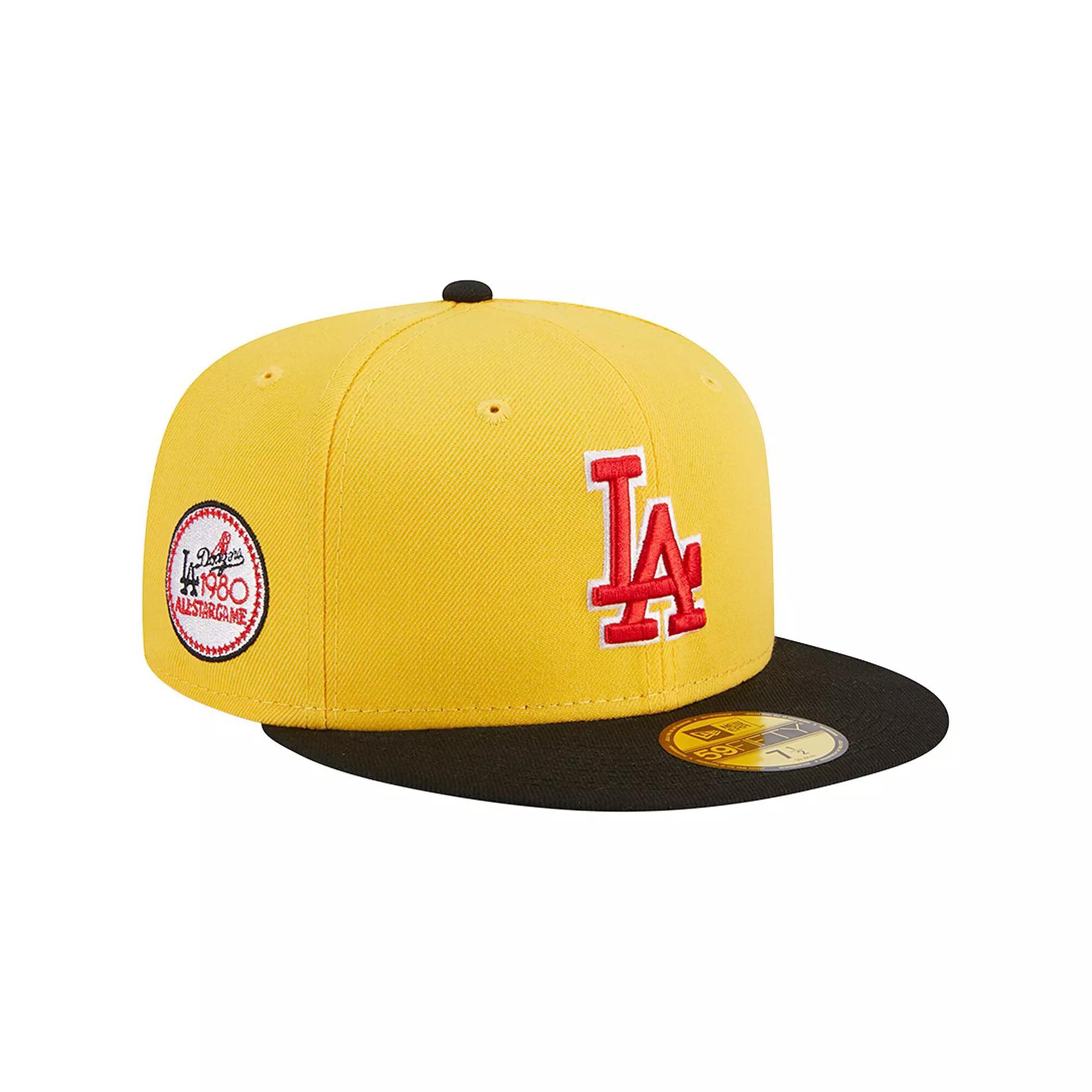 Men's New Era Yellow/Black Los Angeles Dodgers Grilled 59FIFTY Fitted Hat, Size: 7 3/8 Product Image