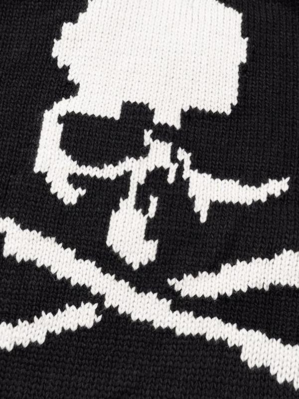 Men's Skull Tattered Hem Loose Sweater Product Image
