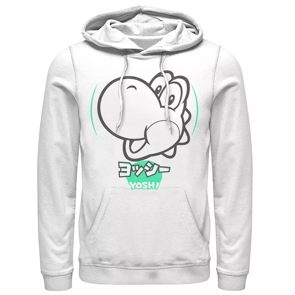 Men's Nintendo Super Mario Yoshi Silhouette Kanji Style Hoodie, Size: XL, White Product Image