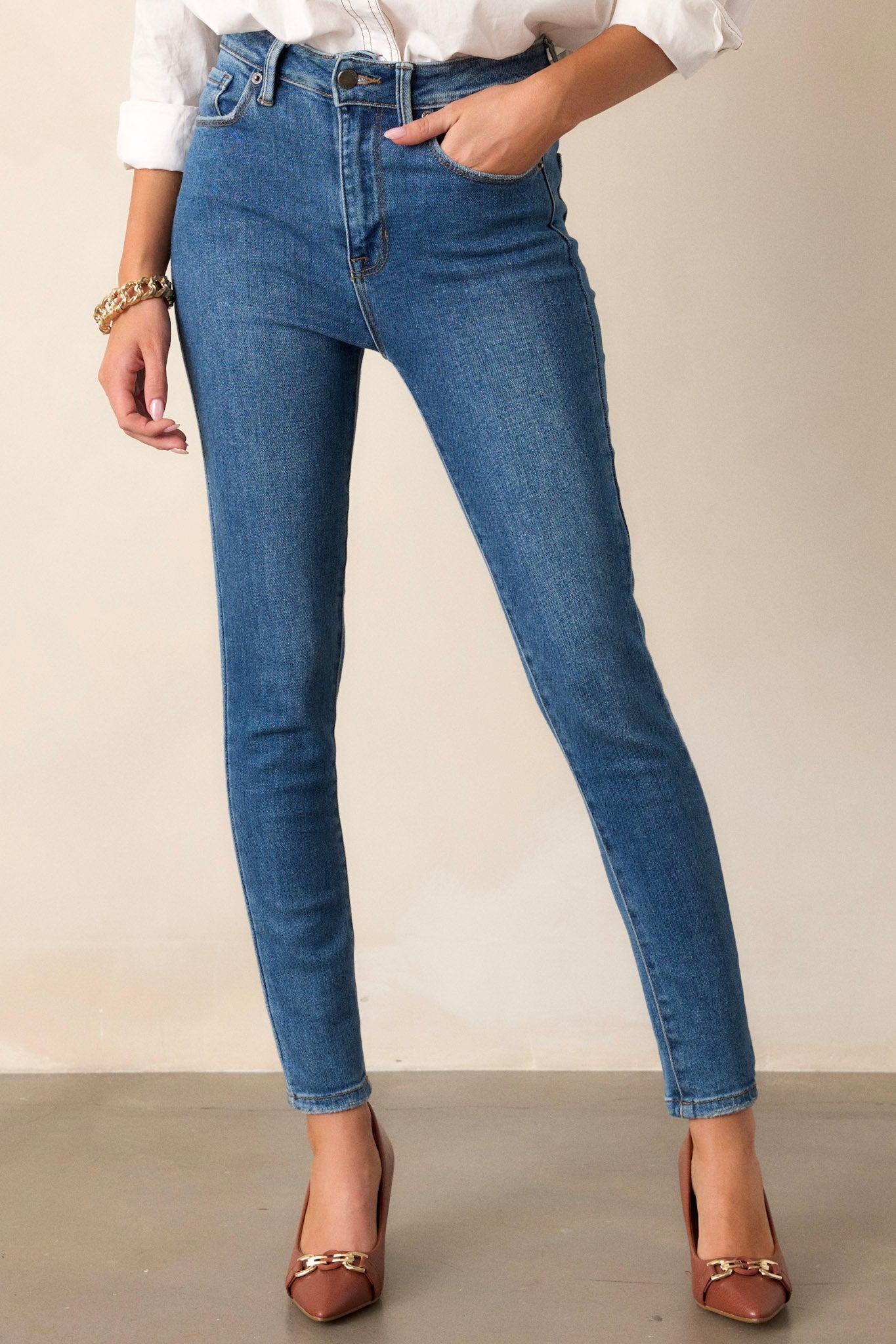 Perfect Vision Medium Wash Stretch Skinny Jeans Product Image