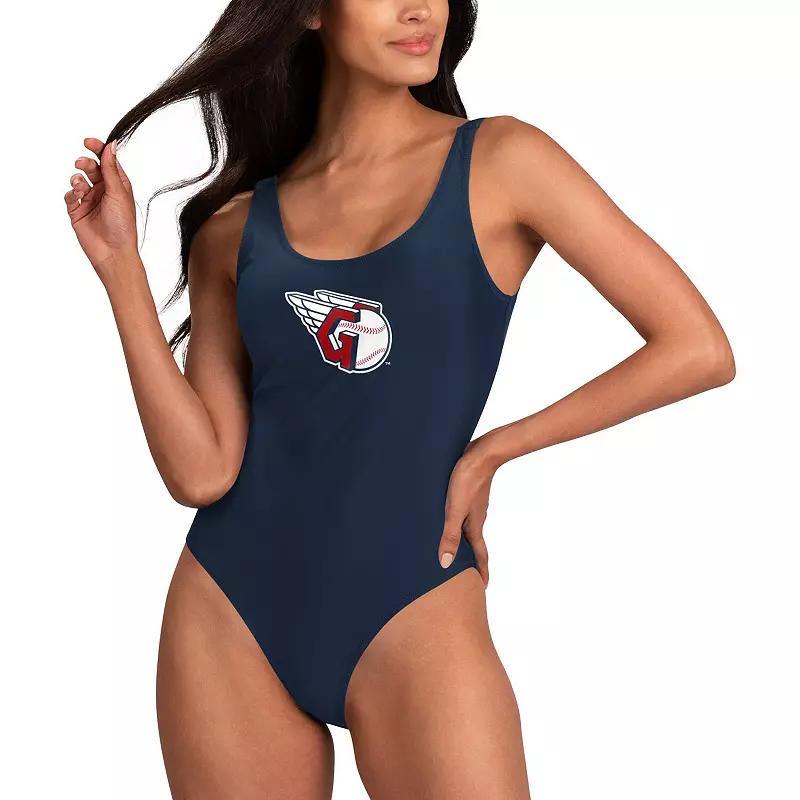 Women's G-III 4Her by Carl Banks Navy Cleveland Guardians Making Waves One-Piece Swimsuit, Size: XL, Grd Blue Product Image