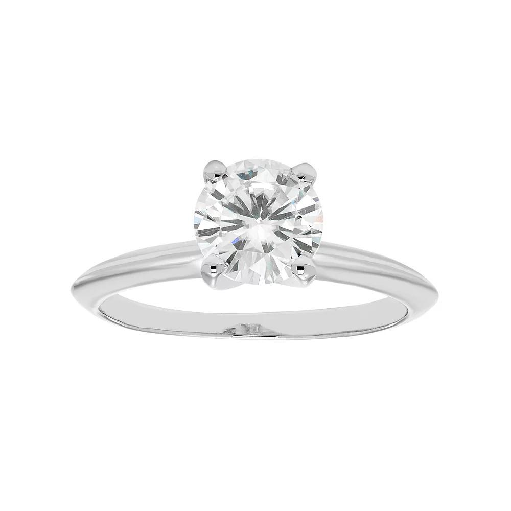 14k White Gold 1 Carat T.W. Lab-Created Moissanite Engagement Ring, Women's, Size: 8 Product Image