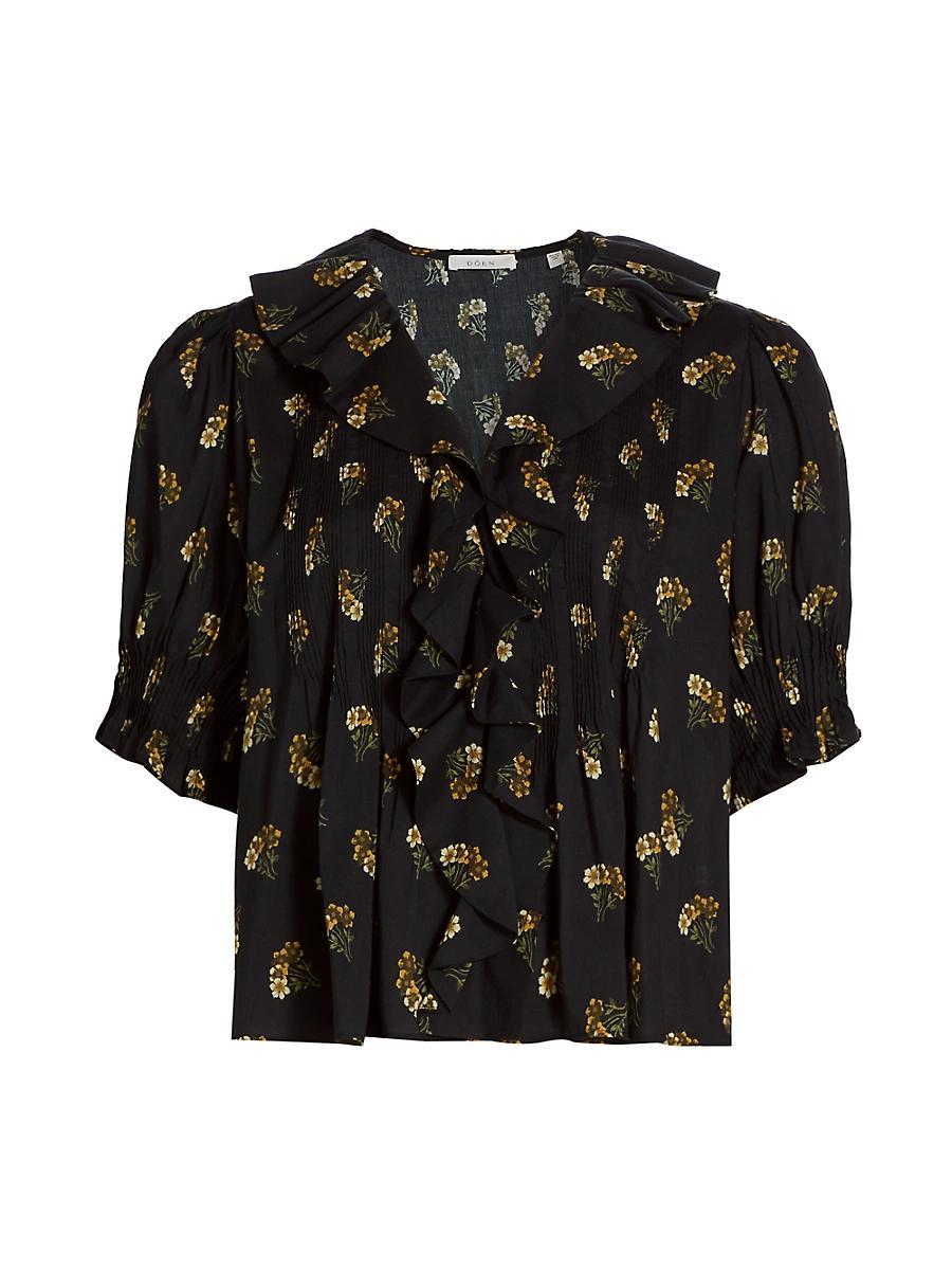 Womens Henri Floral Ruffle Blouse Product Image