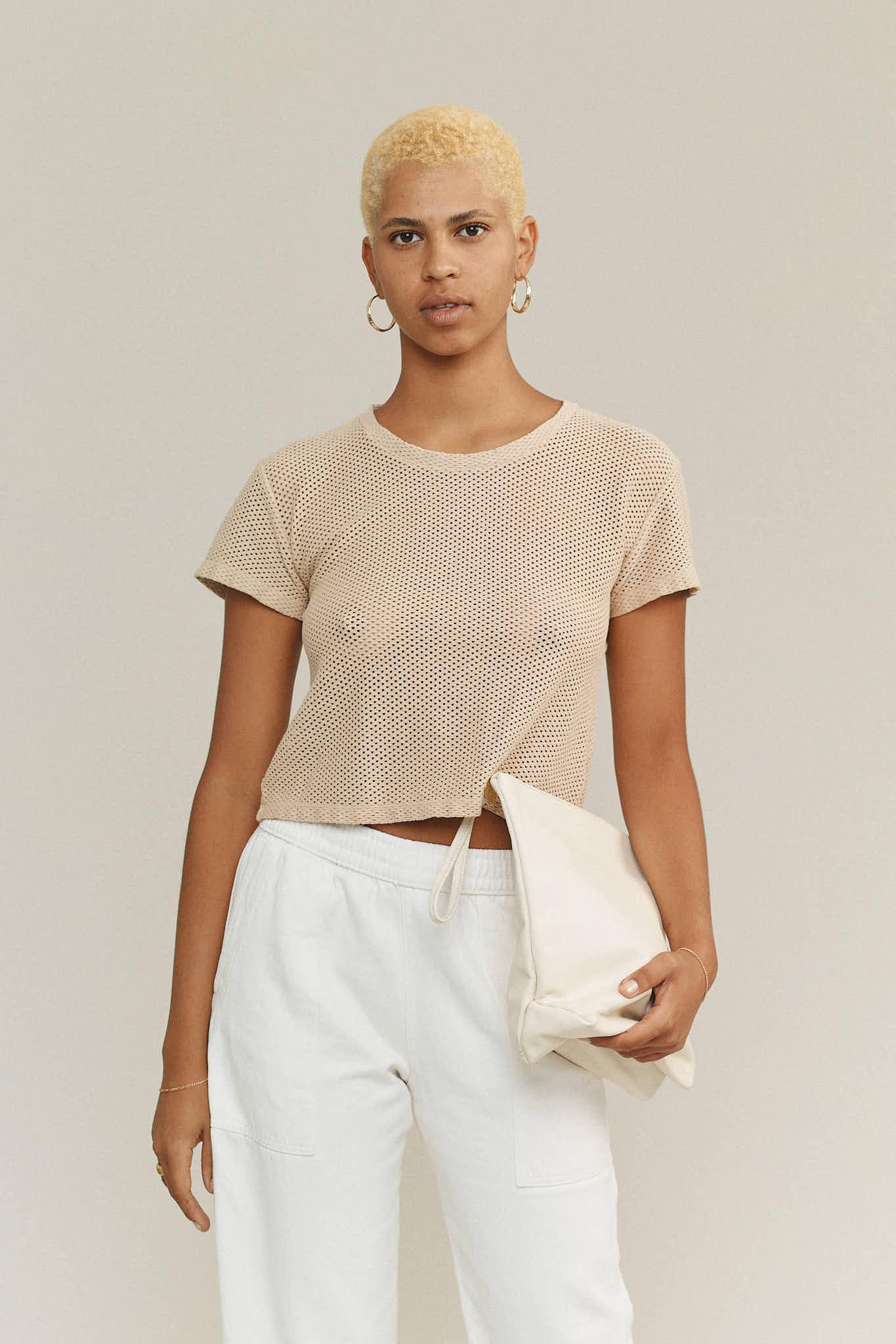 Carmen Mesh Cropped Tee Female Product Image