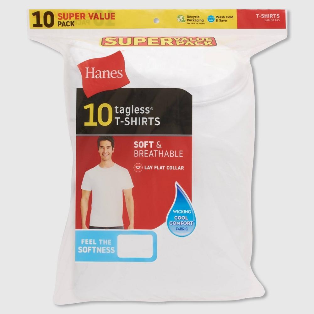 Hanes Mens Moisture-Wicking Crew Neck Undershirt 10pk XL: Cotton, Lightweight, Tagless, Breathable, Short Sleeve Product Image