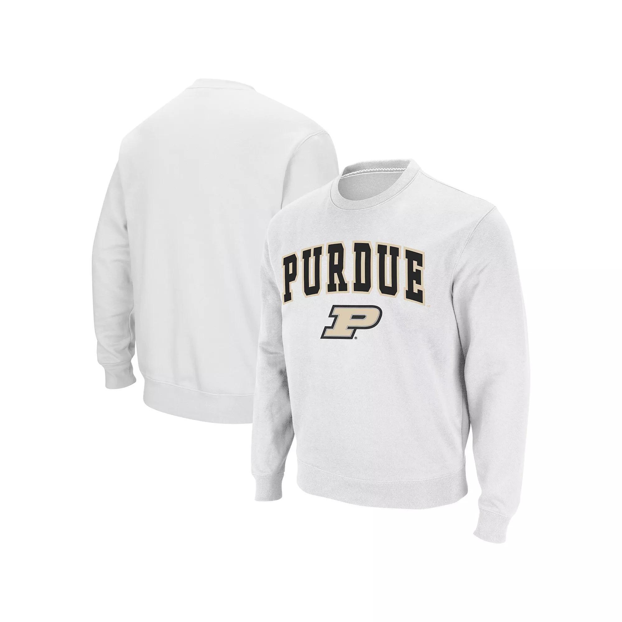 Men's Colosseum White Purdue Boilermakers Arch & Logo Crew Neck Sweatshirt, Size: XL Product Image