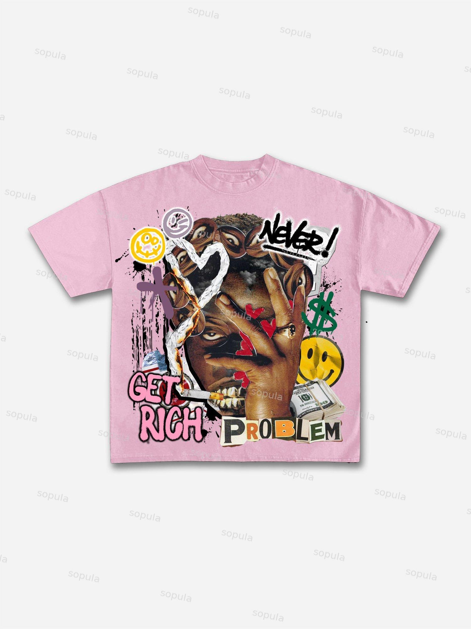 Richer Than My Opps Vintage Abstract Man Graphic Cotton T-shirt Product Image