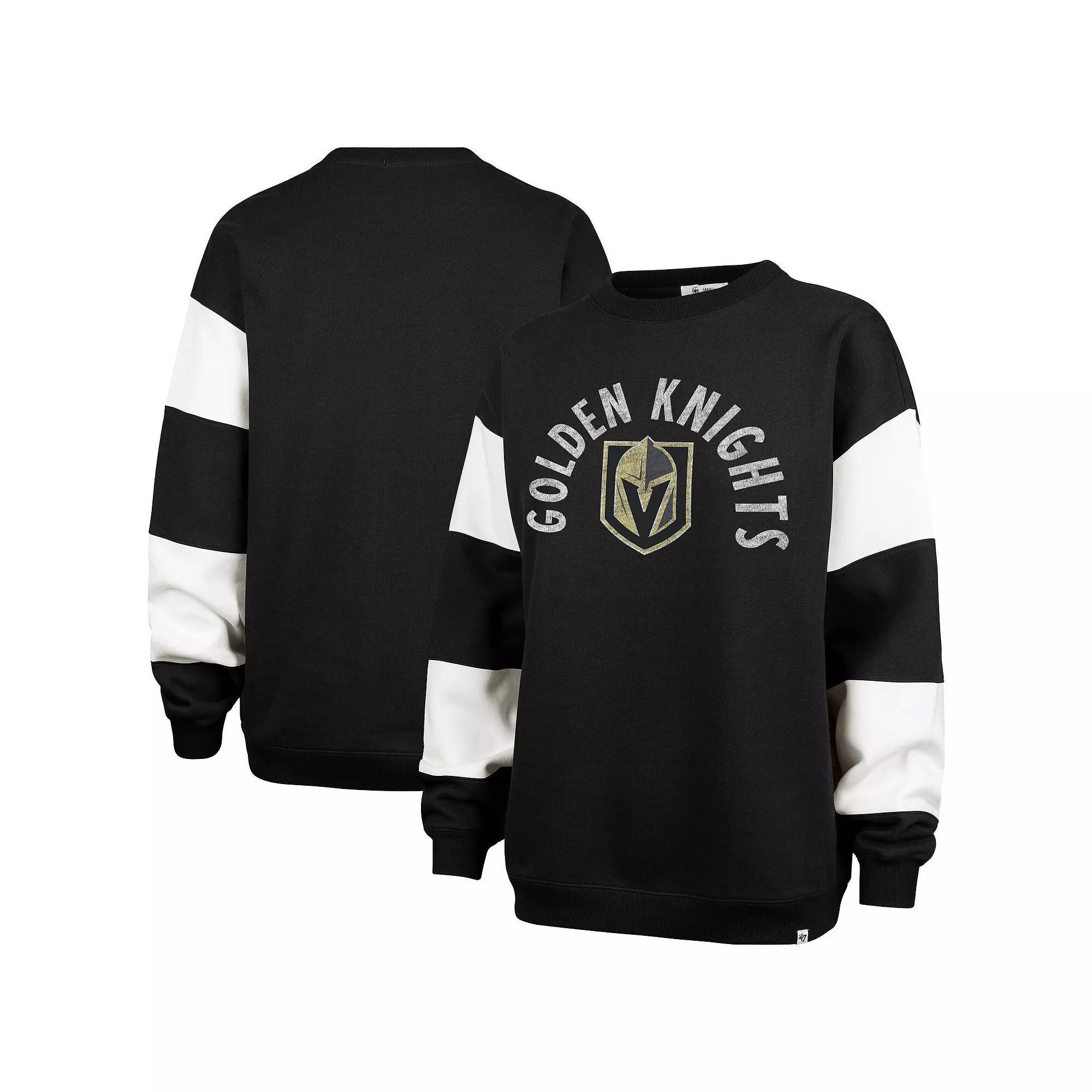 Women's '47 Black Vegas Golden Knights Eephus Barred Pullover Sweatshirt, Size: Large, Lvk Black Product Image