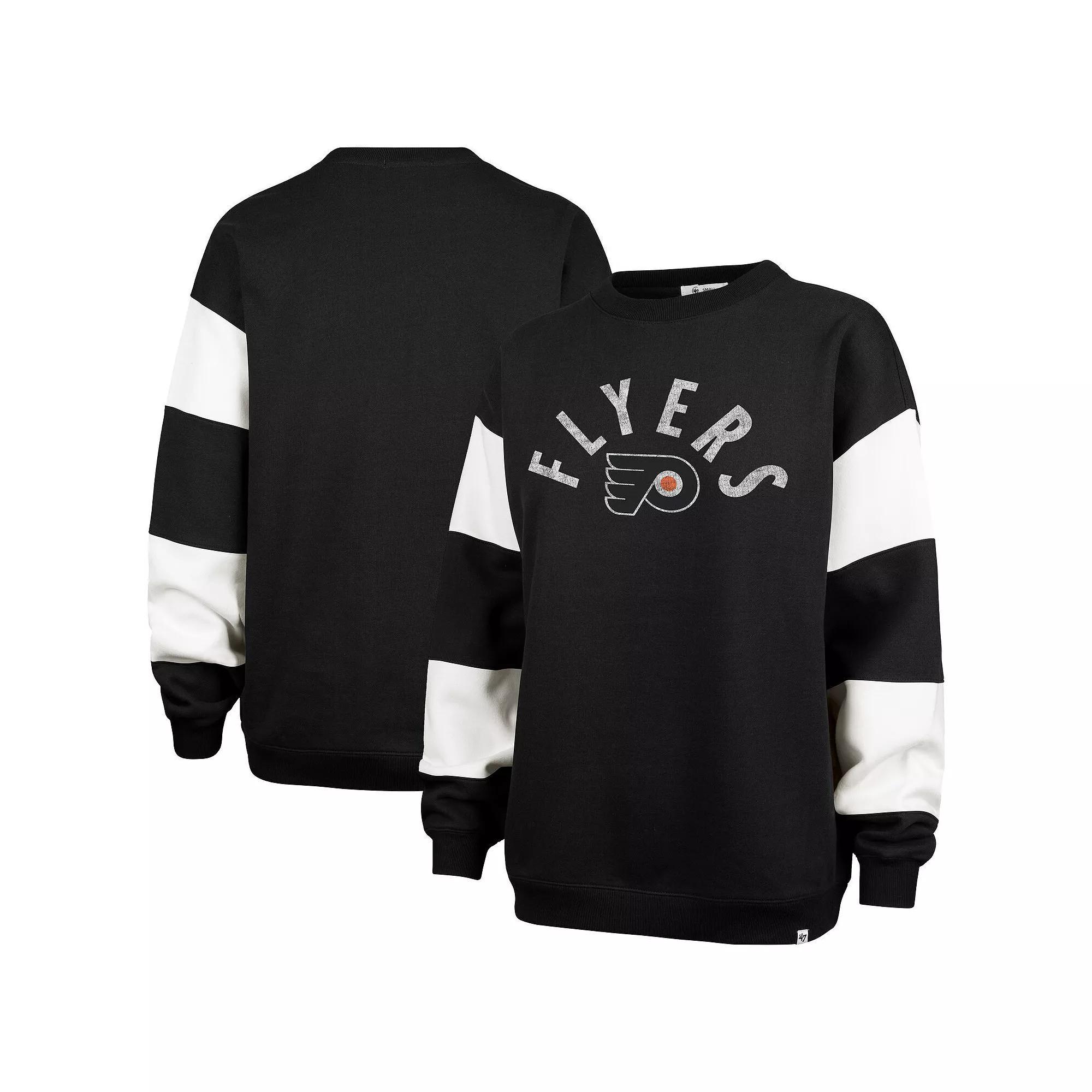 Women's '47 Black Philadelphia Flyers Eephus Barred Pullover Sweatshirt, Size: 2XL, Fly Black Product Image
