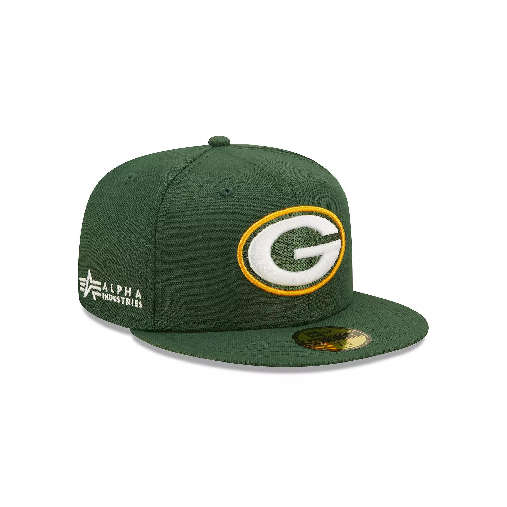 Men's New Era x Alpha Industries Green Green Bay Packers Alpha 59FIFTY Fitted Hat, Size: 7 1/2 Product Image