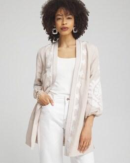 Embroidered Linen Blend Topper Product Image