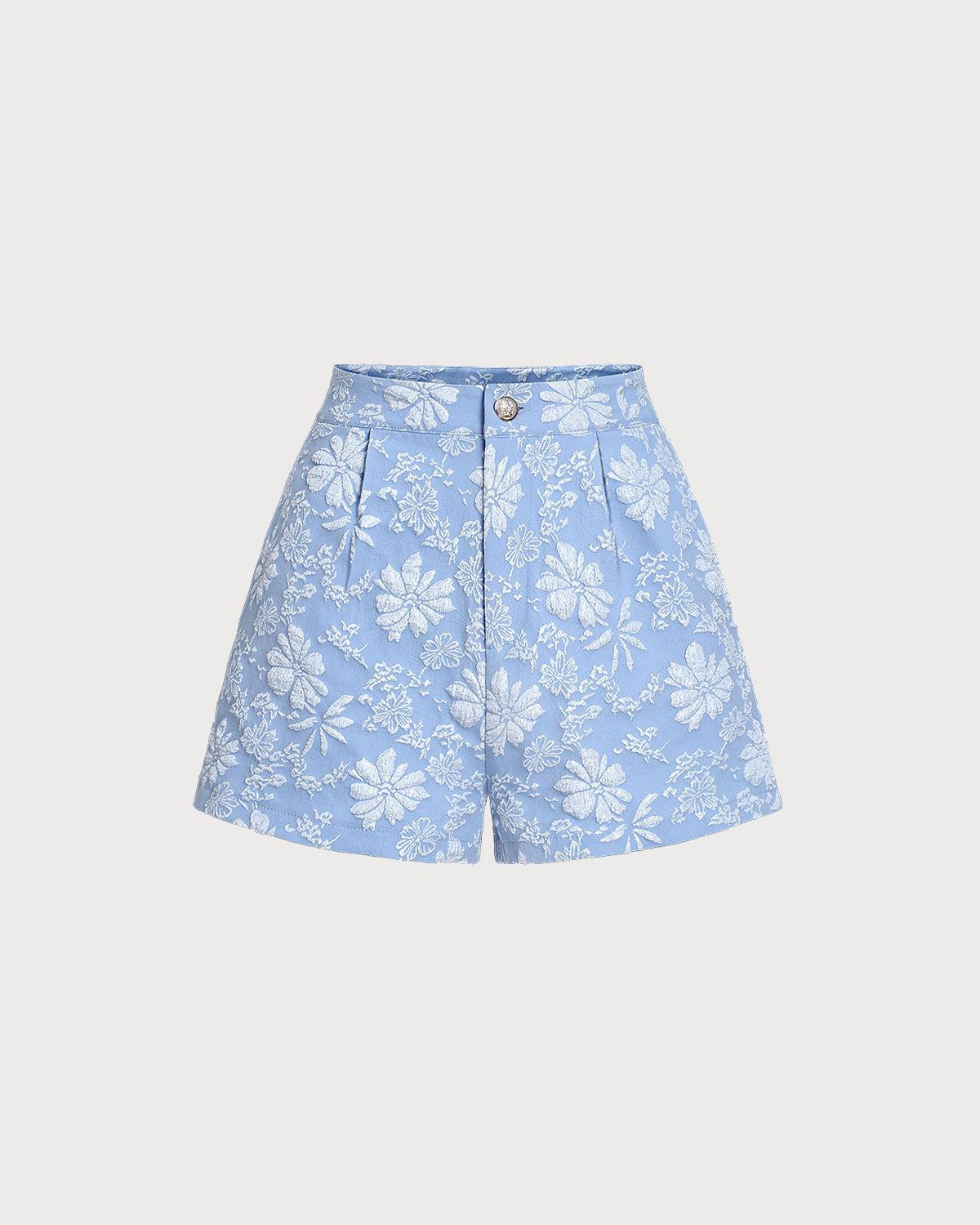 Blue Jacquard Shorts Product Image