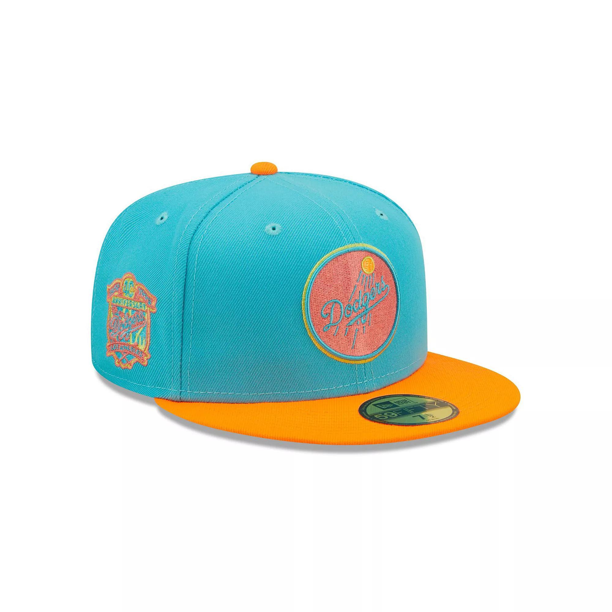 Men's New Era Blue/Orange Los Angeles Dodgers Vice Highlighter 59FIFTY Fitted Hat, Size: 7 5/8 Product Image
