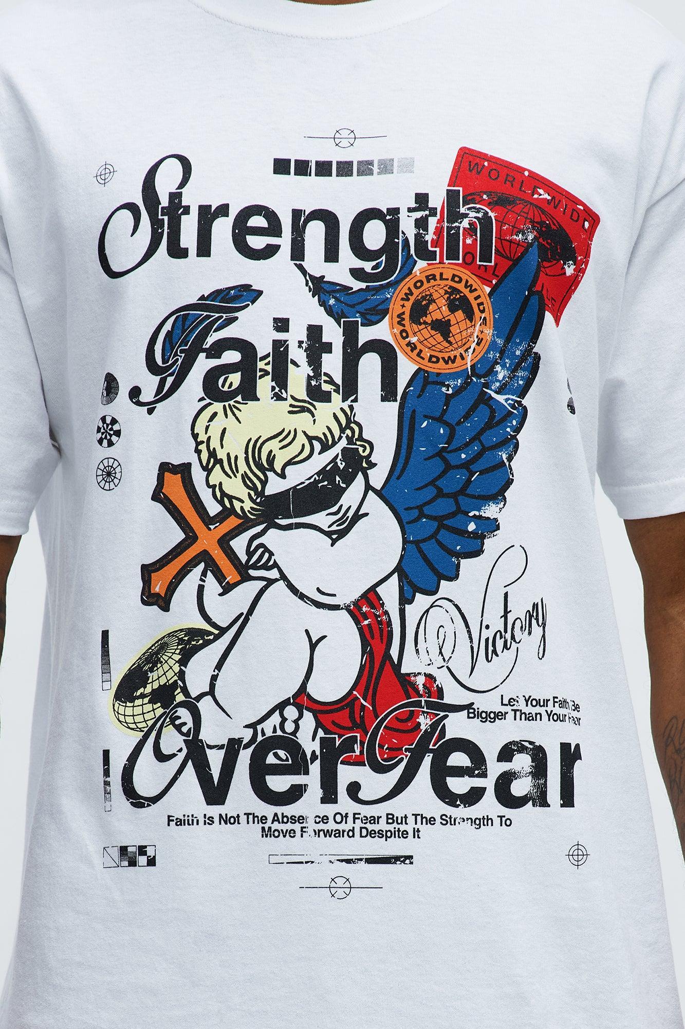 Strength Faith Over Fear Short Sleeve Tee - White Product Image