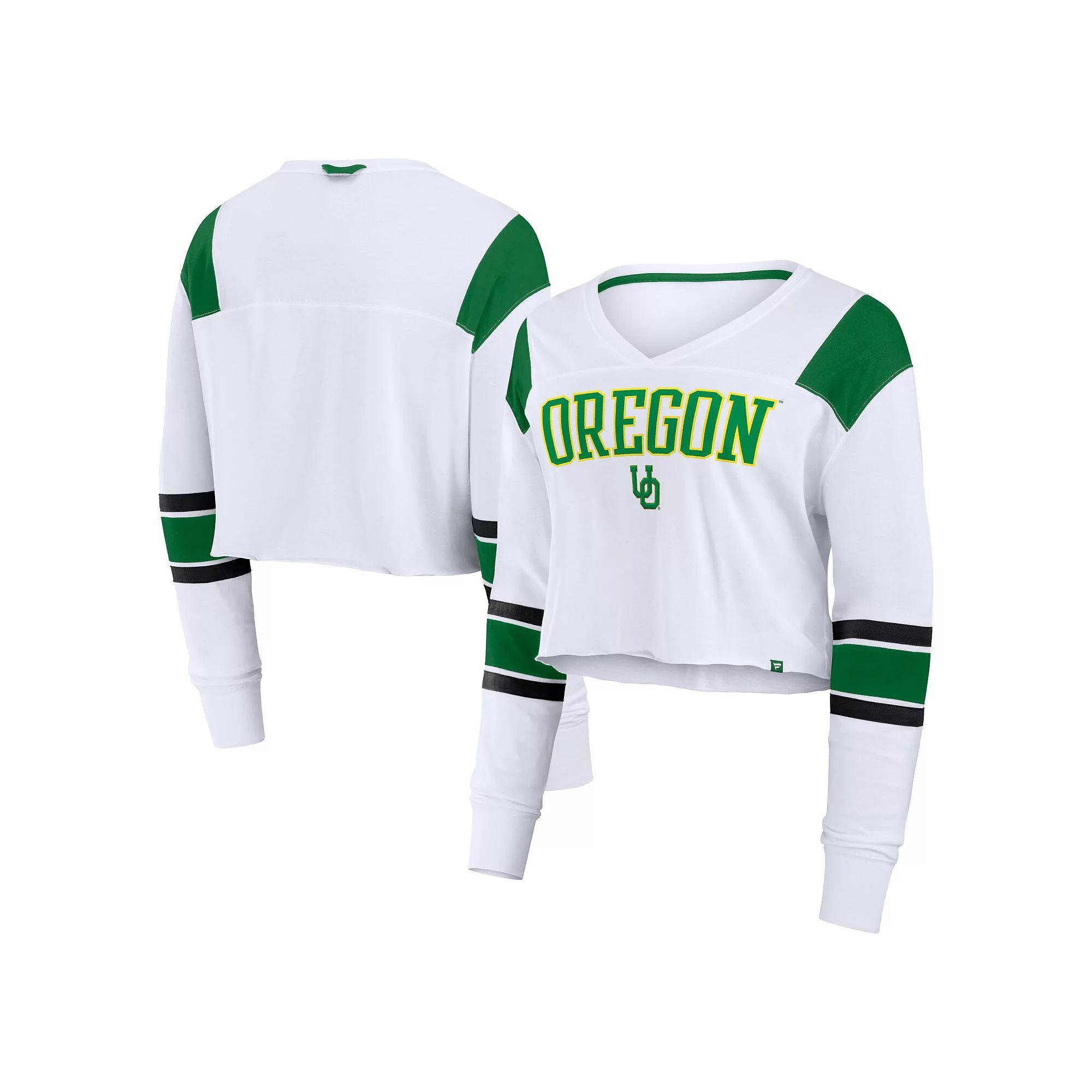 Women's Fanatics White Oklahoma Sooners Training Camp Cropped Long Sleeve V-Neck Fashion Top, Size: 2XL Product Image
