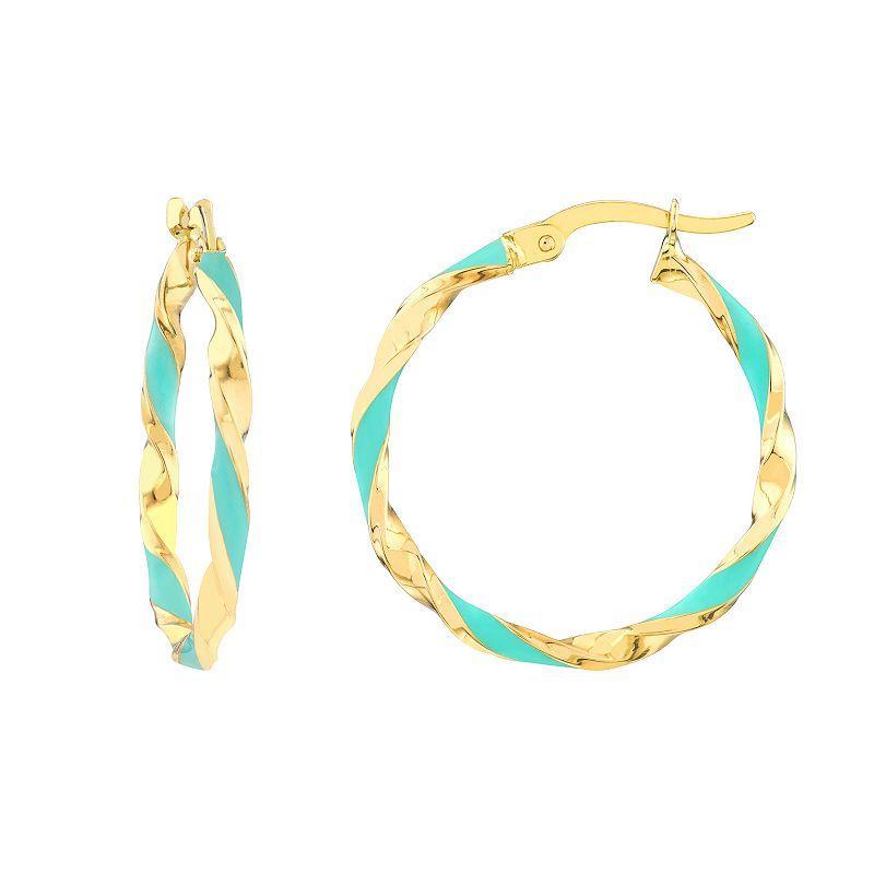 Color Romance 20 mm Enamel Twist Hoop Earrings, Women's, Yellow Product Image