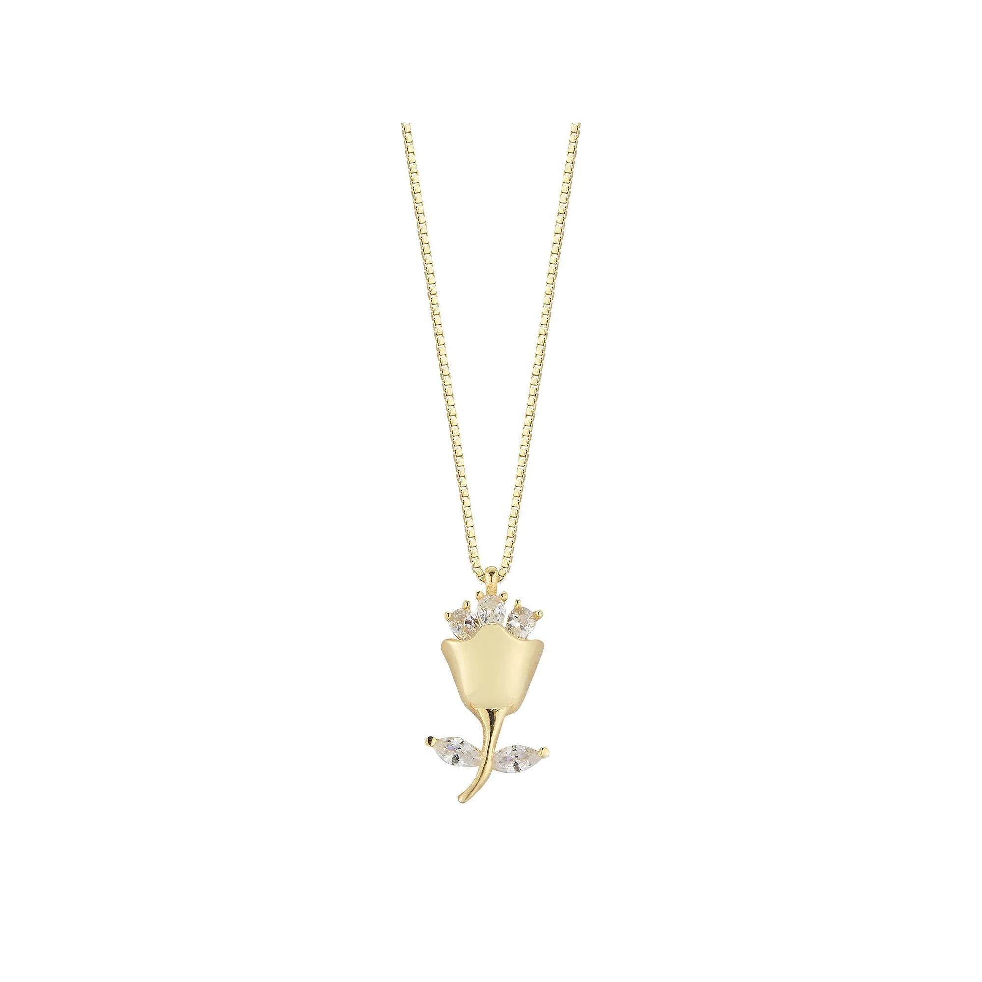 Sunkissed Sterling Cubic Zirconia Rose Pendant Necklace, Women's, Gold Tone Product Image