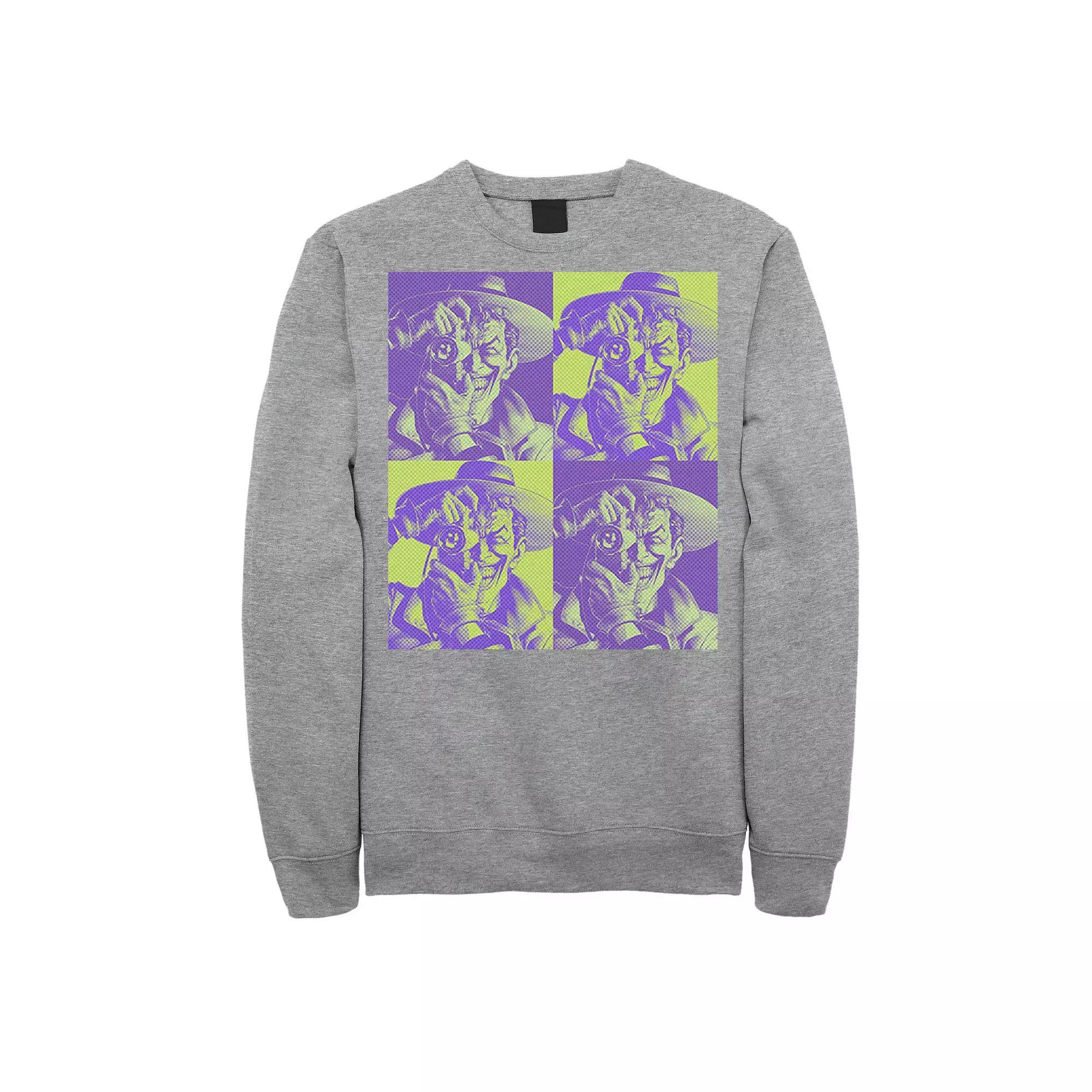 Men's DC Batman The Joker Halftone Popart Sweatshirt, Size: Medium, Athletic Grey Product Image