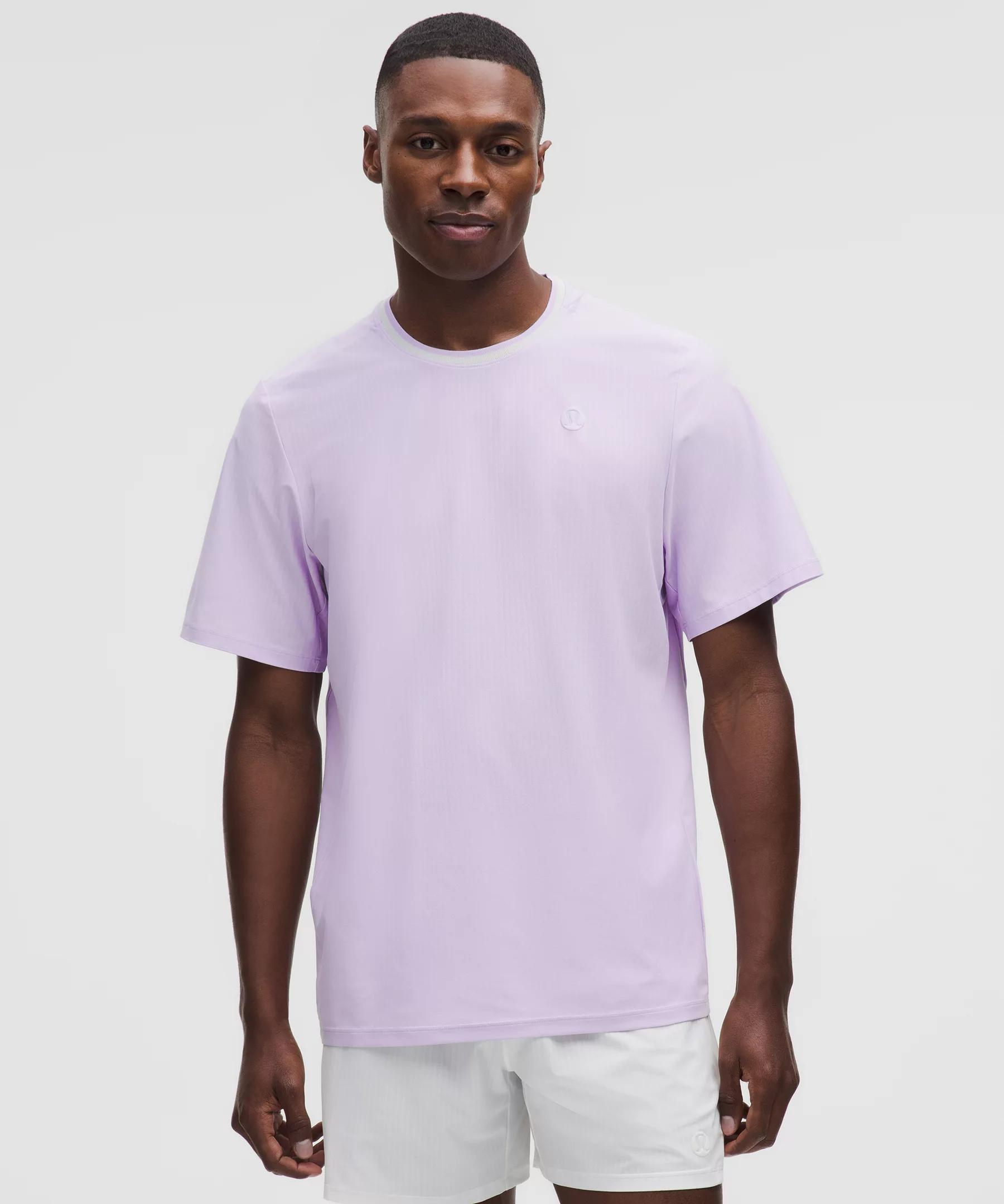 UV-Protective Striped Mesh Tennis T-Shirt Product Image