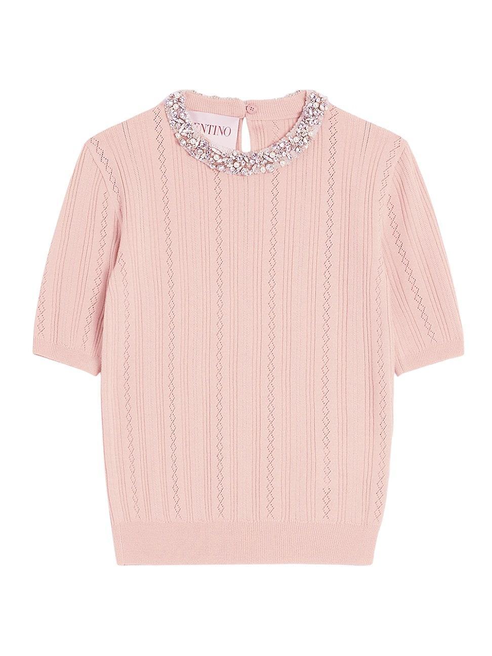 Womens Embroidered Wool Sweater Product Image