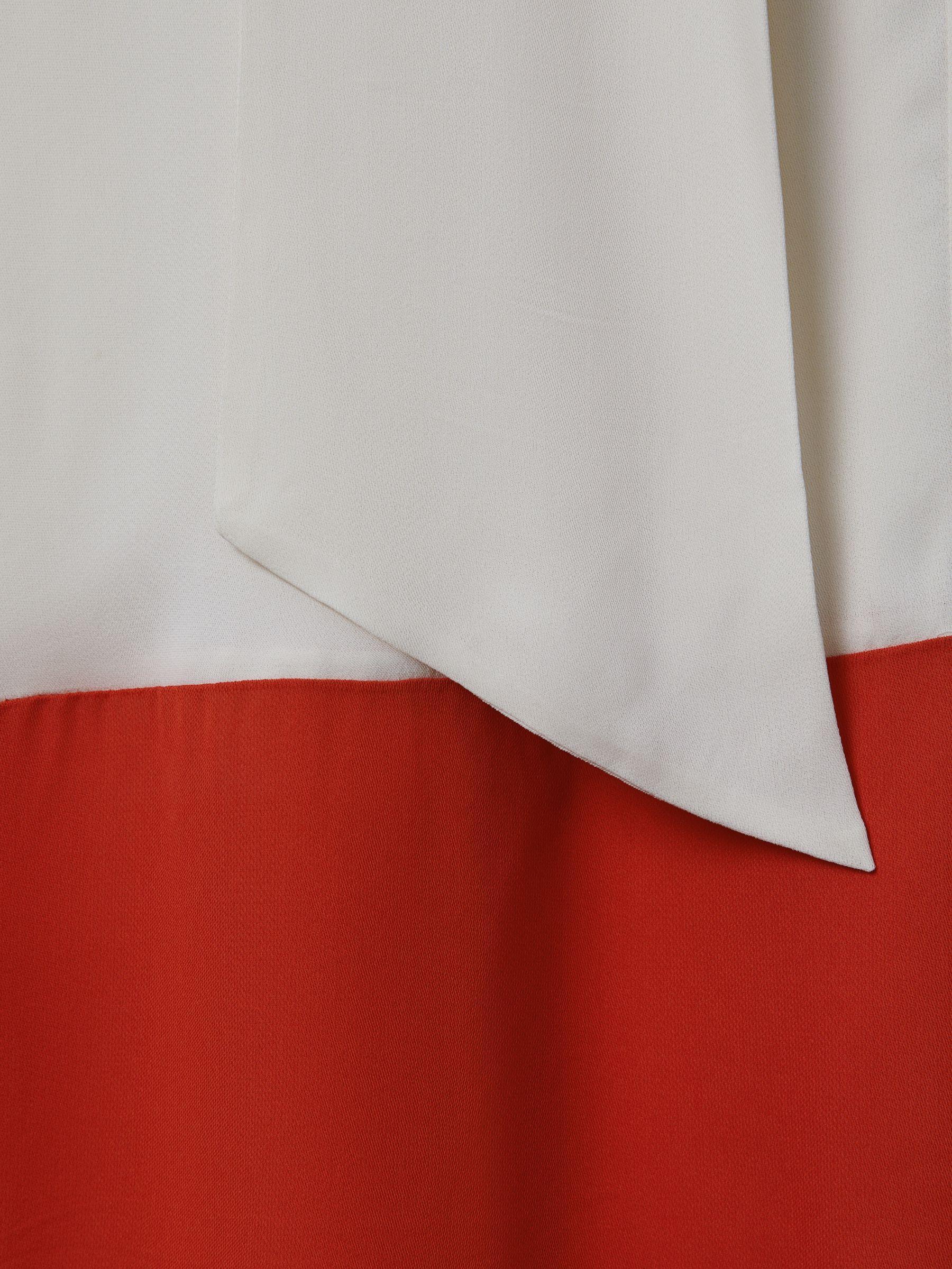 Tie Neck Shift Dress in Cream/Red Product Image