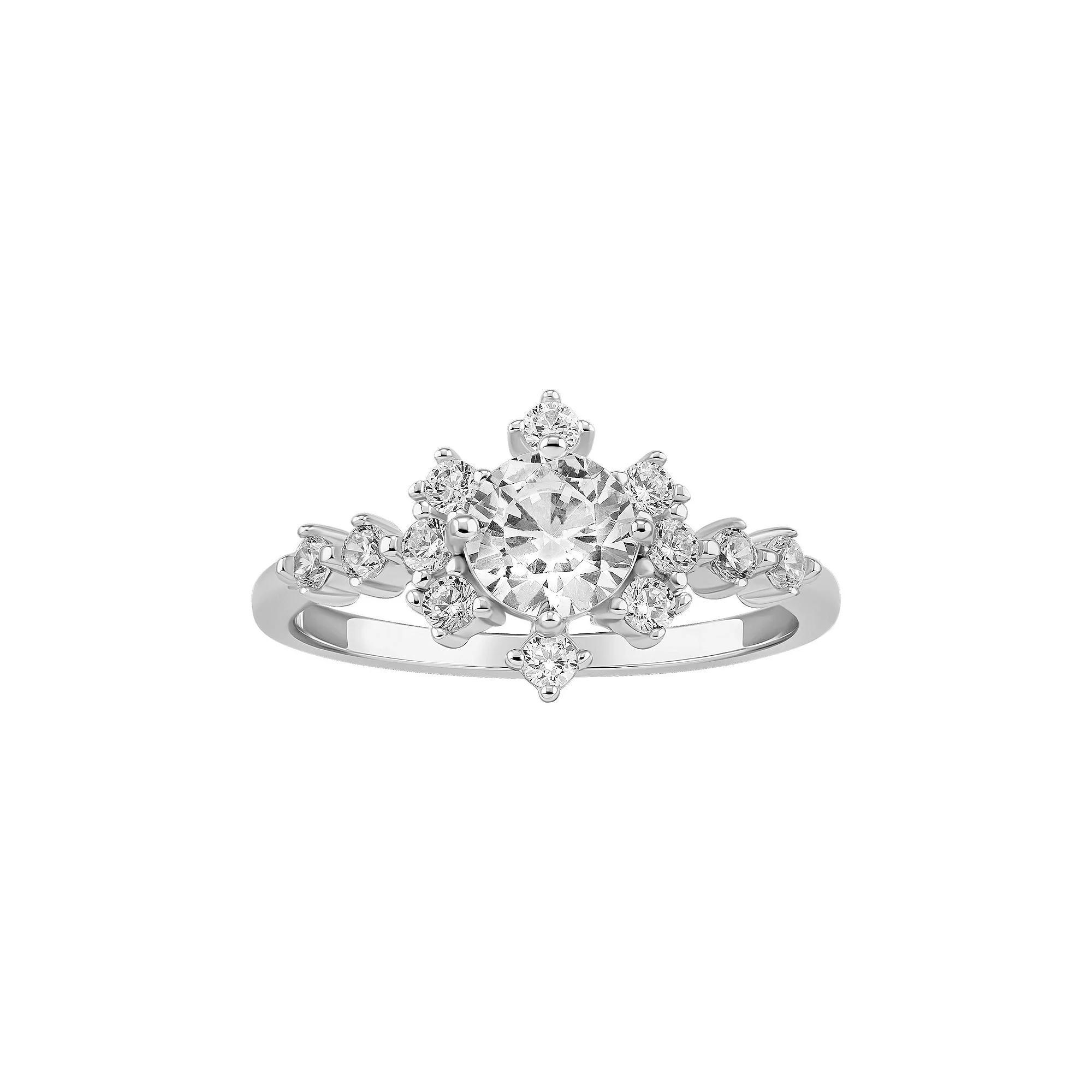 PRIMROSE Sterling Silver Cubic Zirconia Starburst Ring, Women's, Size: 7, Sterling Clear Product Image