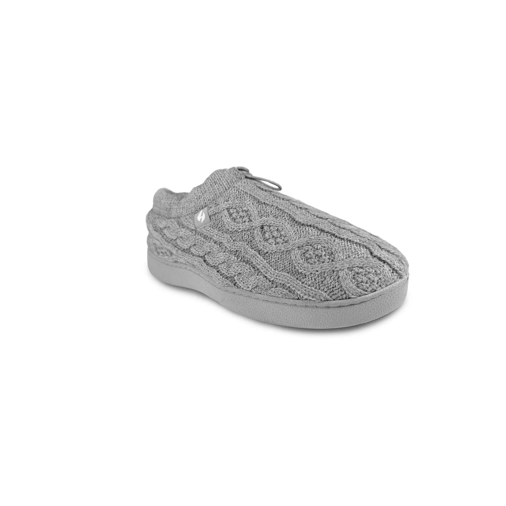 Heat Holders Women's Heatweaver Cable Knit Adjustable Drawstring Slippers, Size: 5-6, Gray Product Image