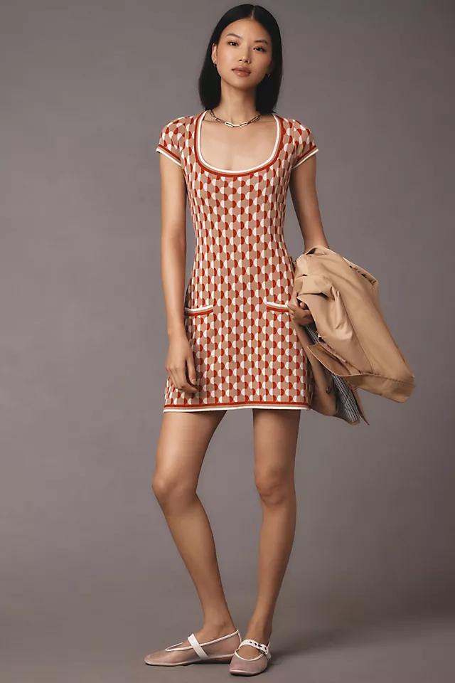 By Anthropologie Square-Neck Fit & Flare Sweater Mini Dress Product Image