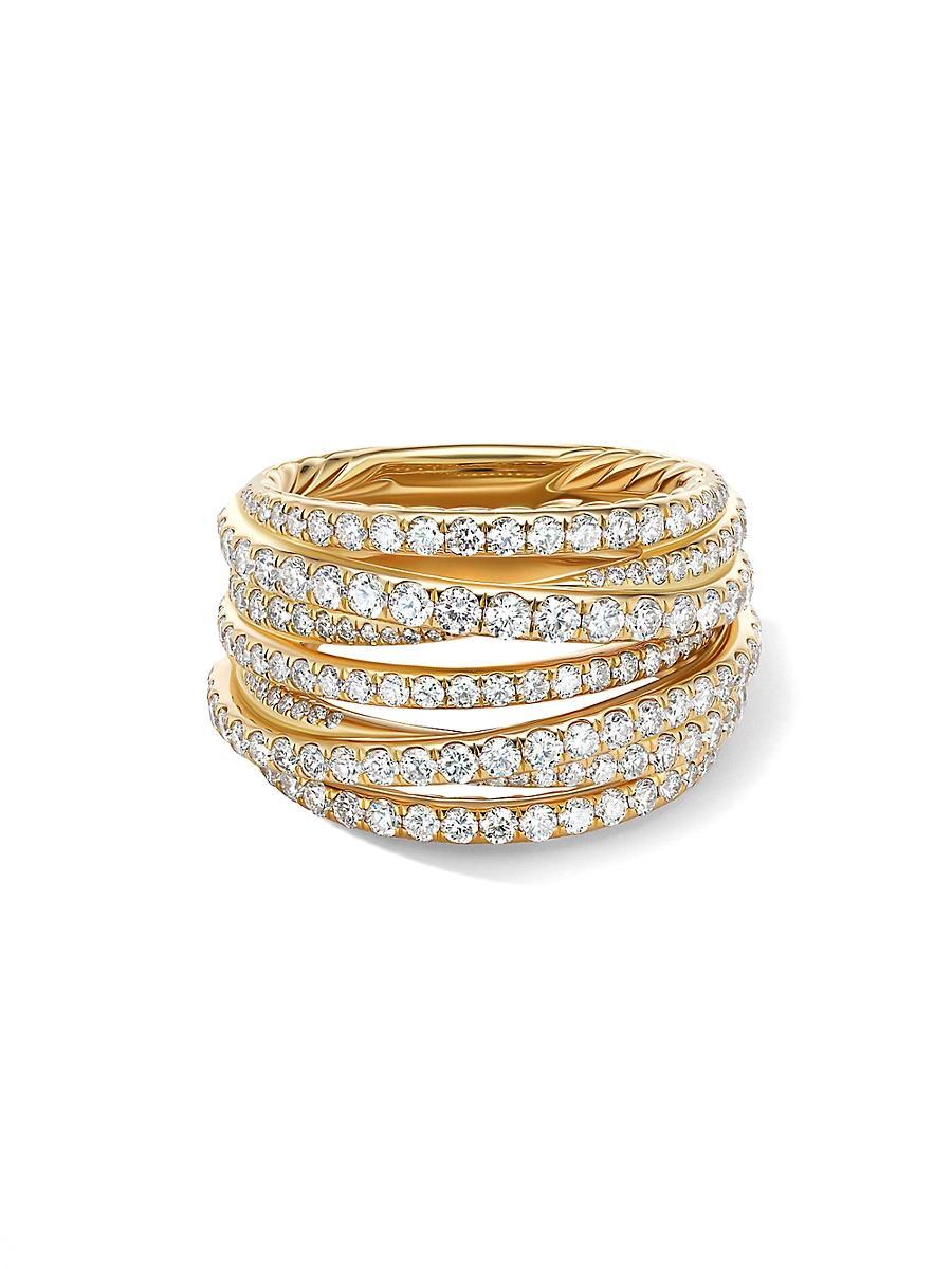 David Yurman 18K Yellow Gold Diamond Crossover Multirow Stack Look Ring Product Image