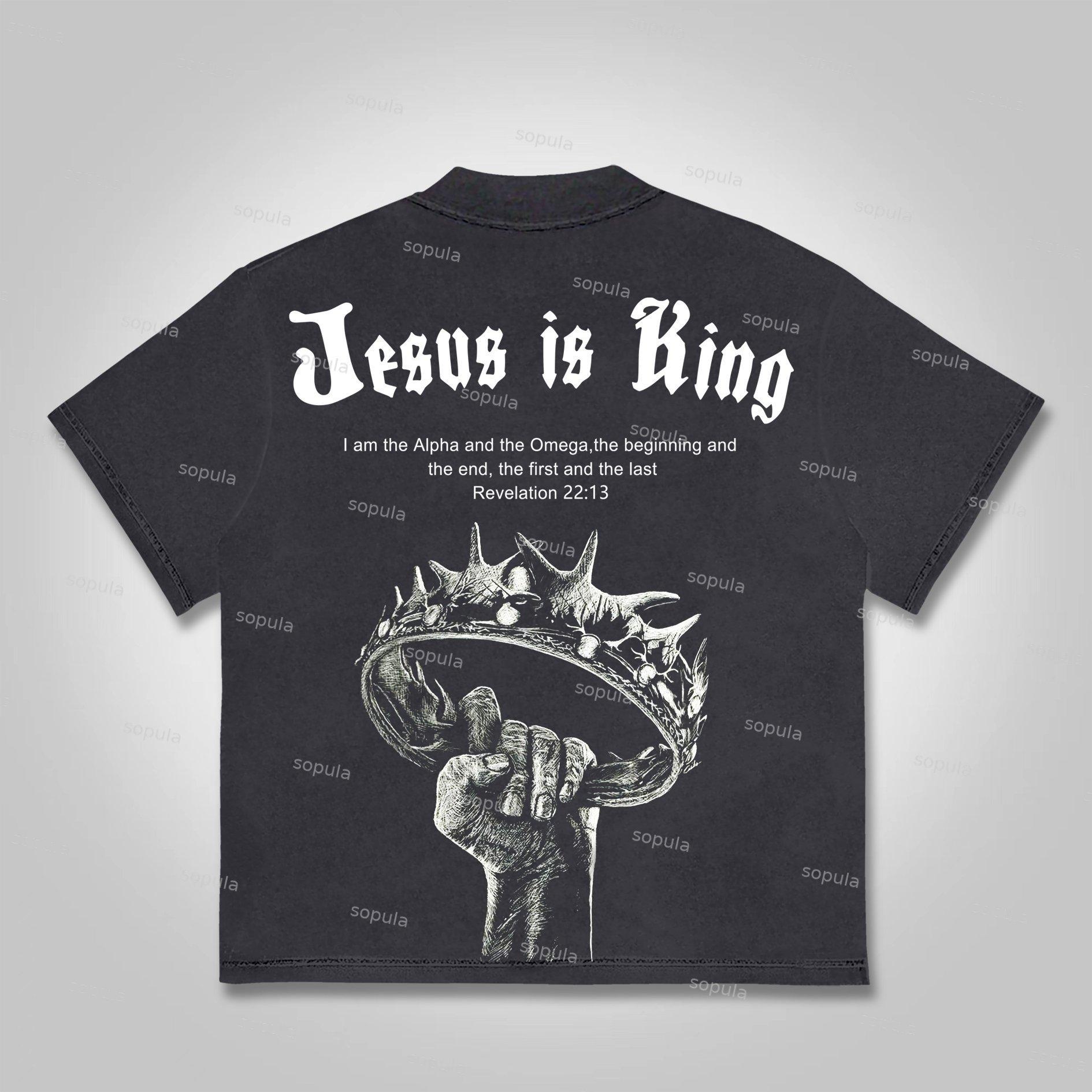 Sopula Jesus Is King Graphic Print Cotton T-shirt Product Image
