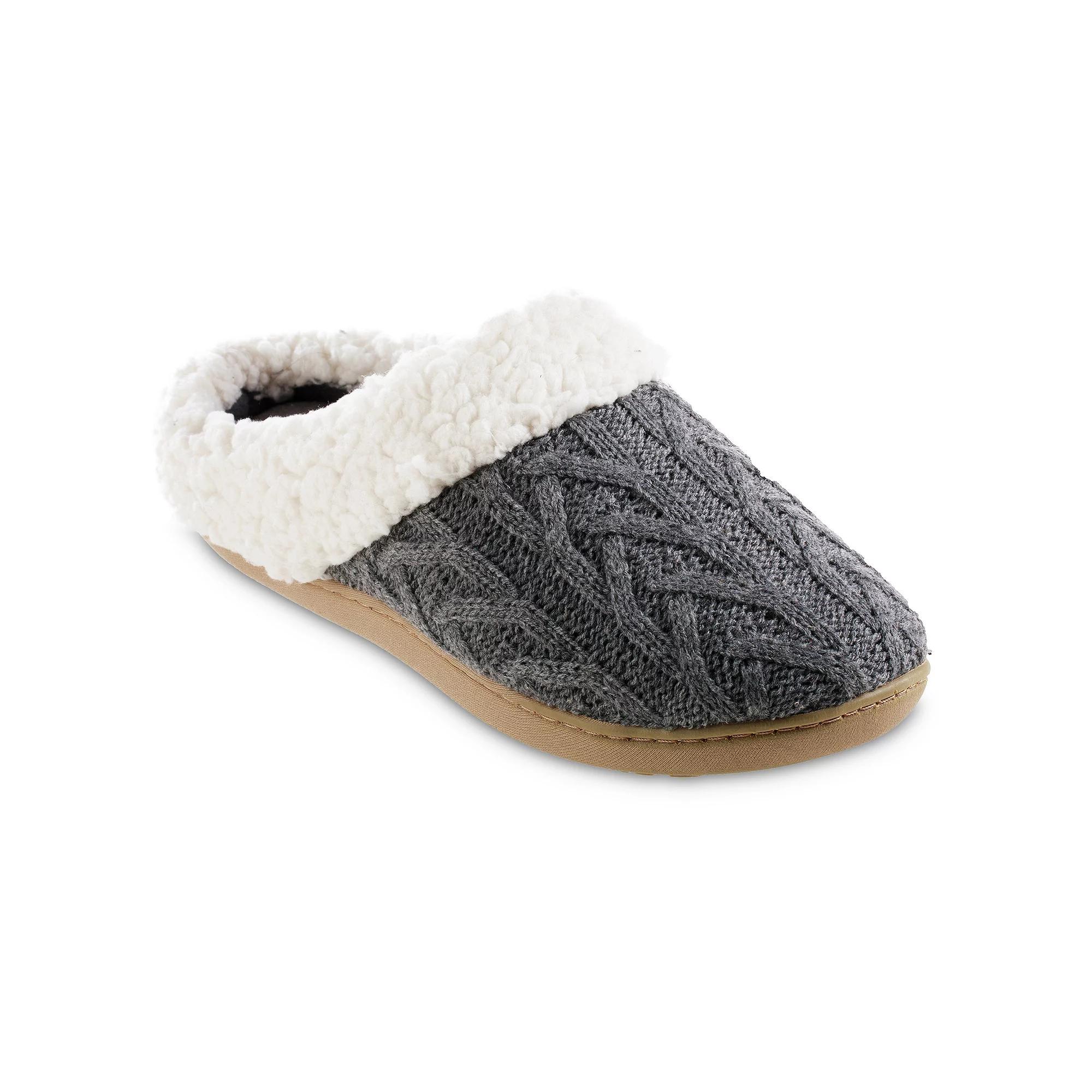isotoner Alexis Women's Cable Knit Hoodback Slippers, Size: Small, Black Product Image