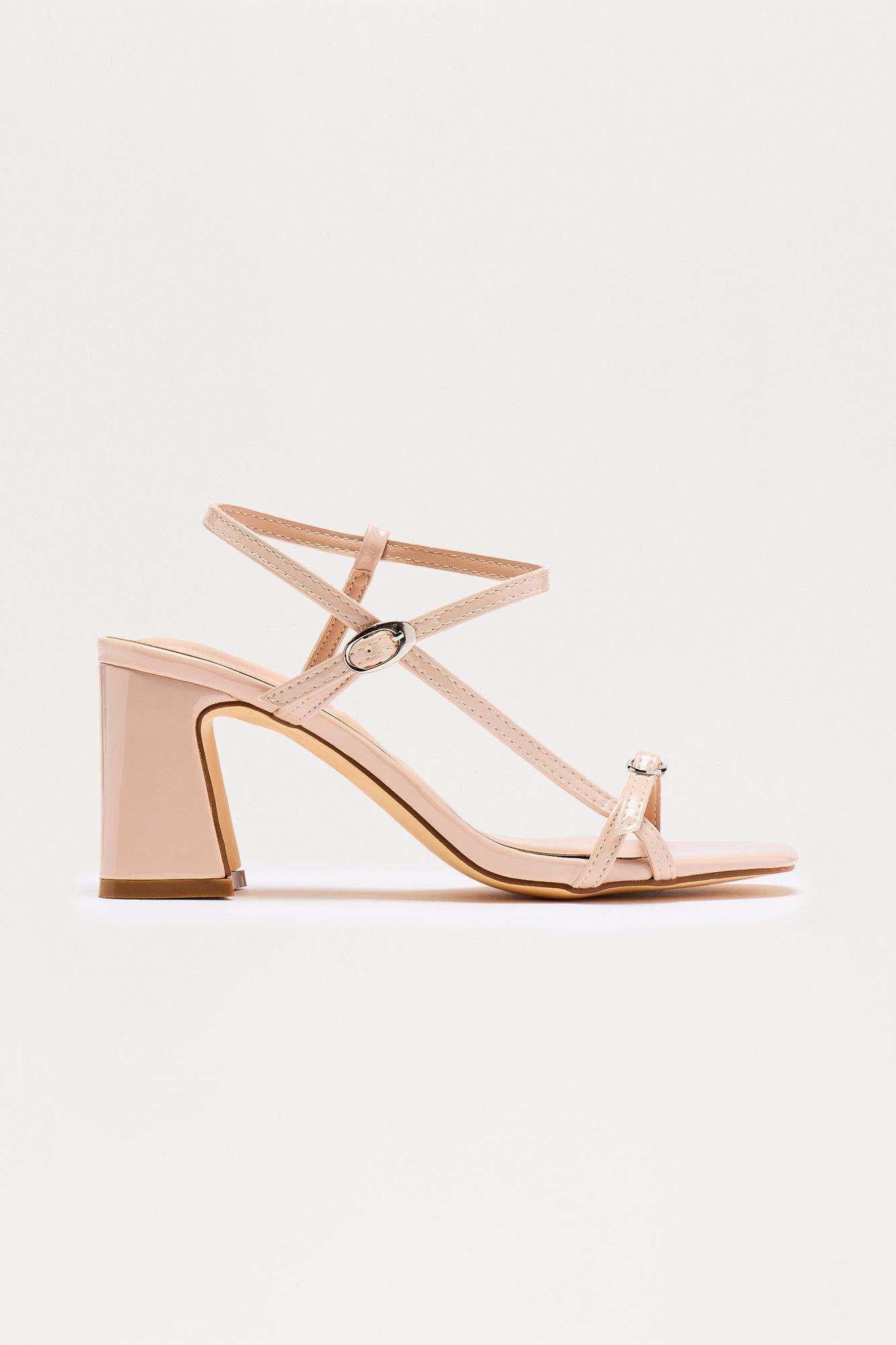Kathy Ankle Strap Heels - Beige Product Image