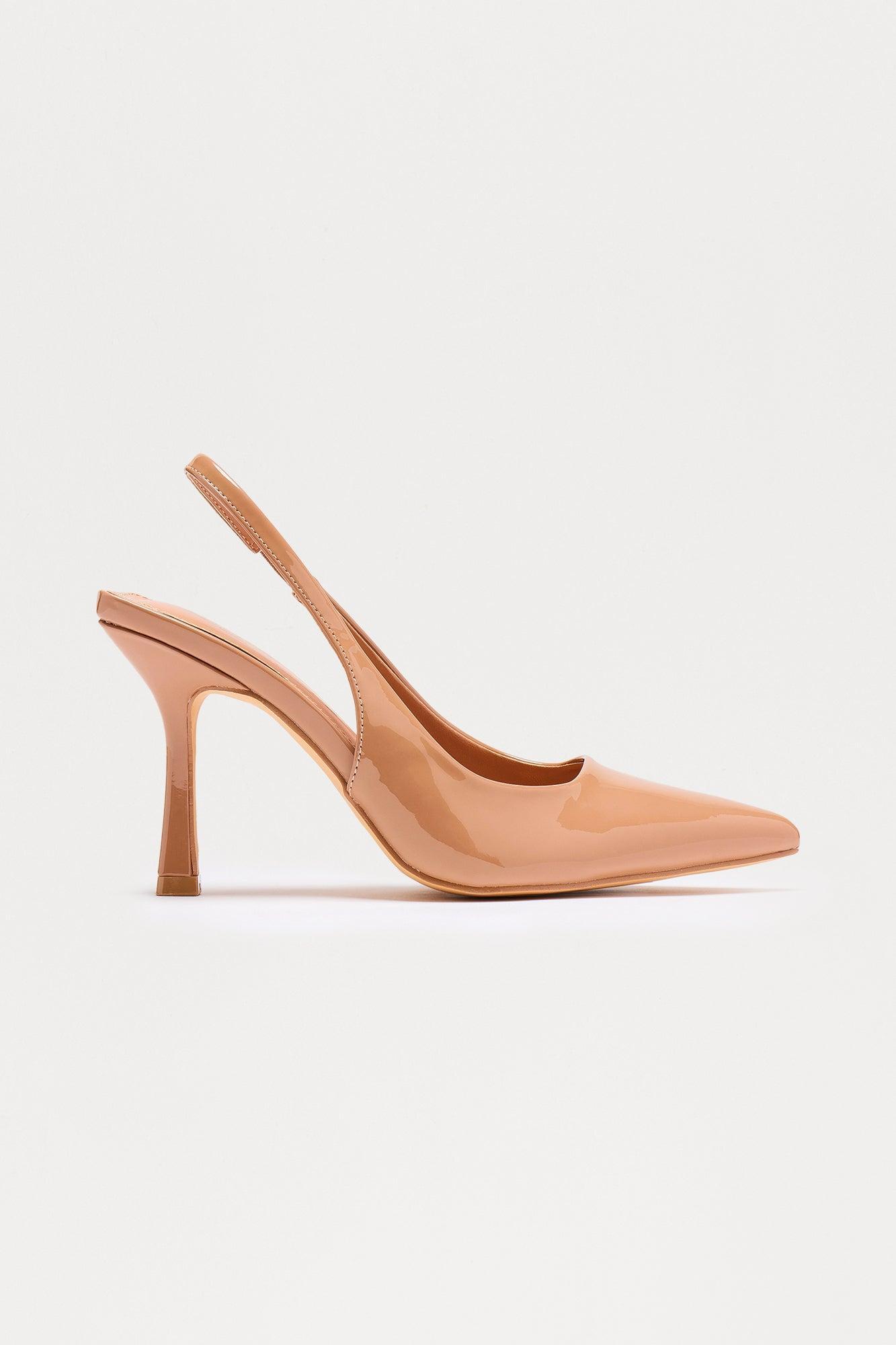 Spectate Faux Patent Slingback Pumps - Mocha Product Image