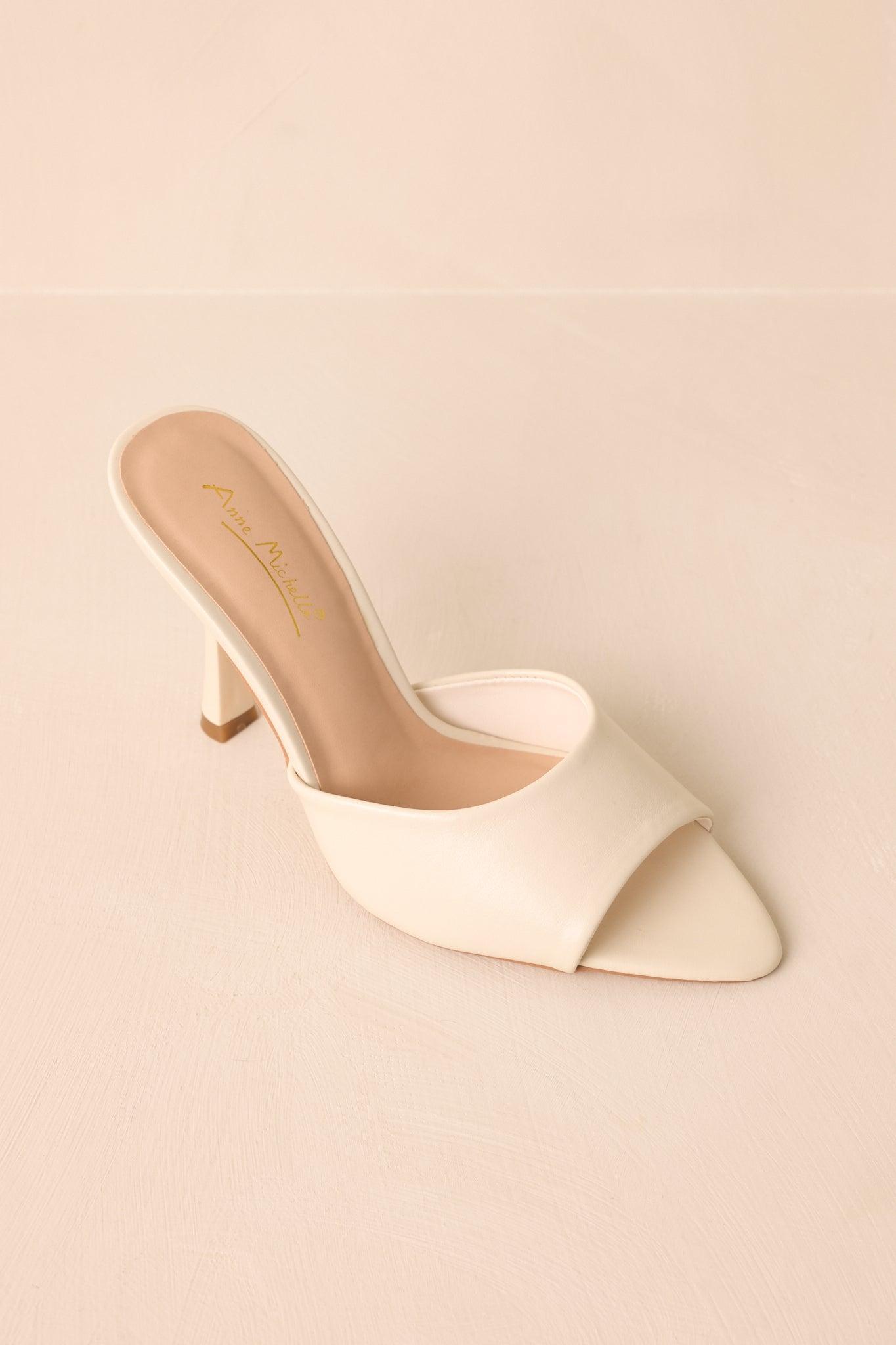 Every Step Counts Ivory Faux Leather High Heel Sandals Product Image