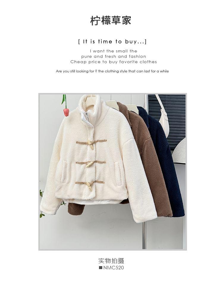 Toggle Stand-Collar Teddy Jacket Product Image