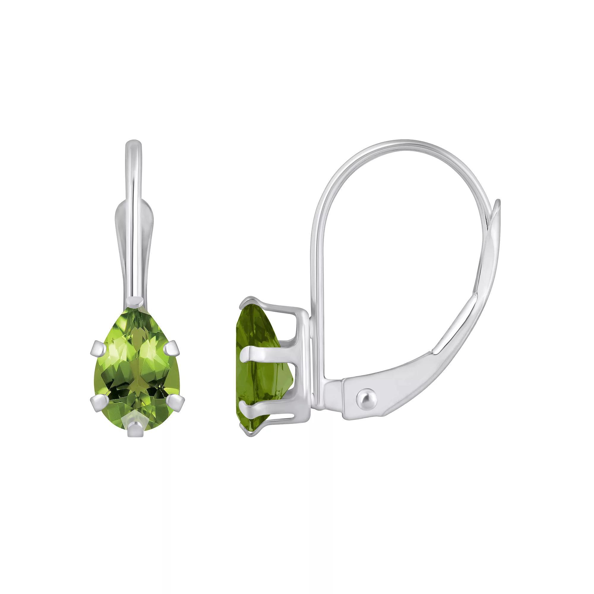 Celebration Gems 10k Gold Pear Shape Peridot Leverback Earrings, Women's Product Image