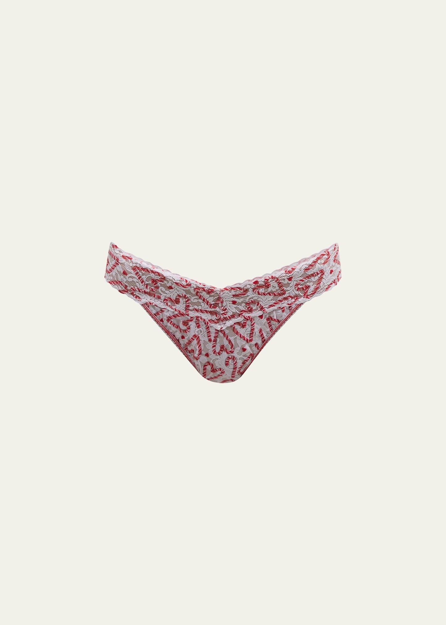 Printed Original-Rise Signature Lace Thong Product Image