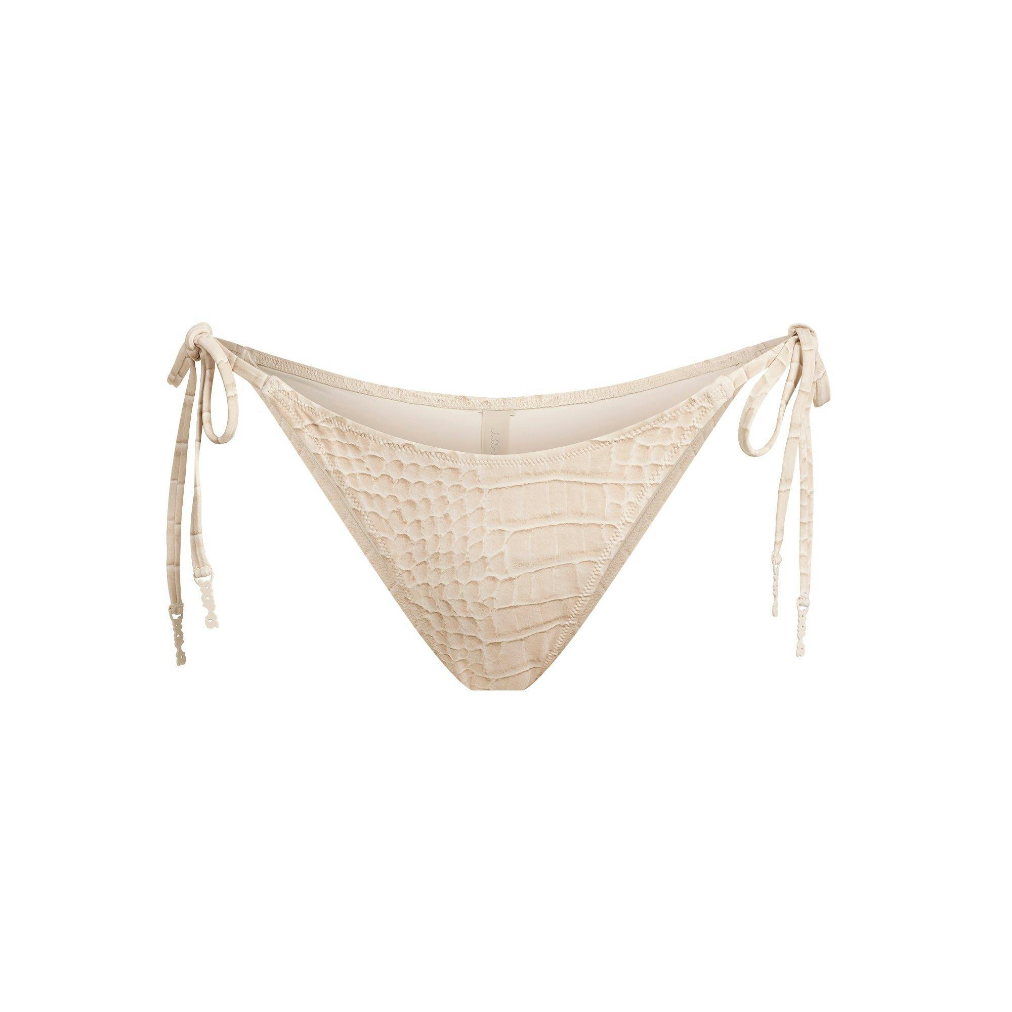 SIGNATURE SWIM HIGH-WAISTED BIKINI BOTTOM | EGRET CROCODILE PRINT Product Image