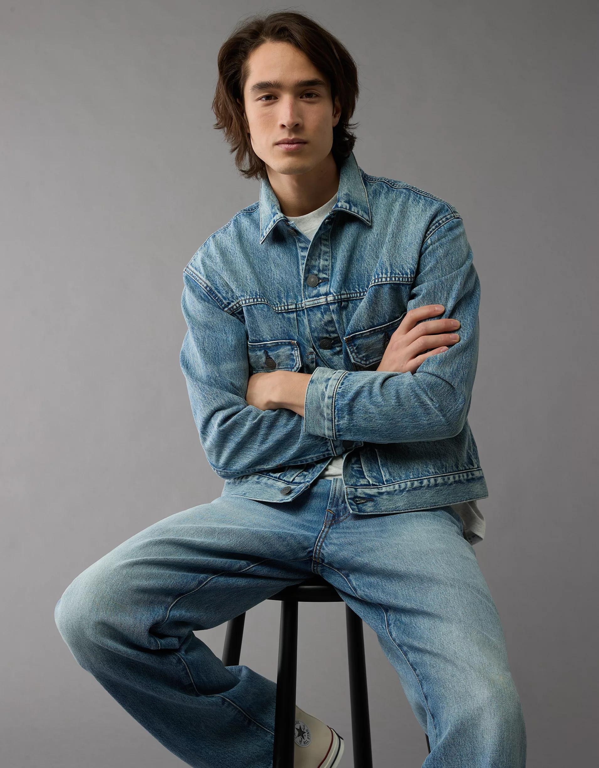 AE Boxy Denim Trucker Jacket Product Image