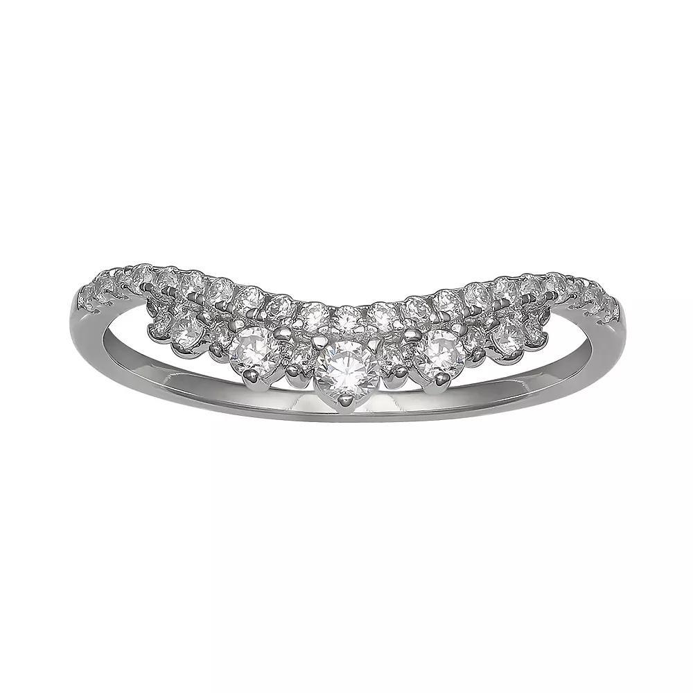 PRIMROSE Sterling Silver Cubic Zirconia Curve Ring, Women's, Size: 9 Product Image