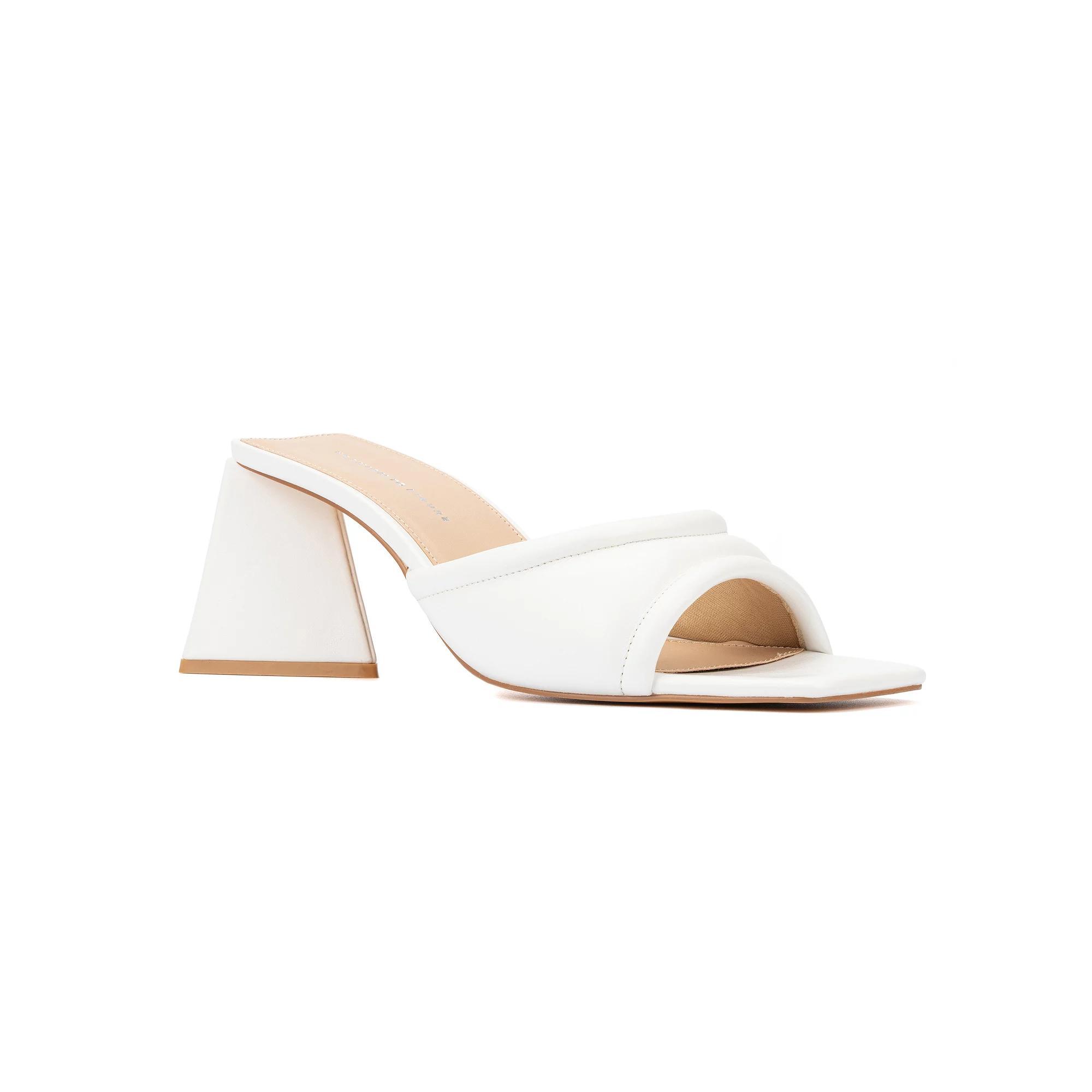 Fashion to Figure Cammi Women's Wide Width Block Heel Sandals, Size: 12 Wide, White Product Image